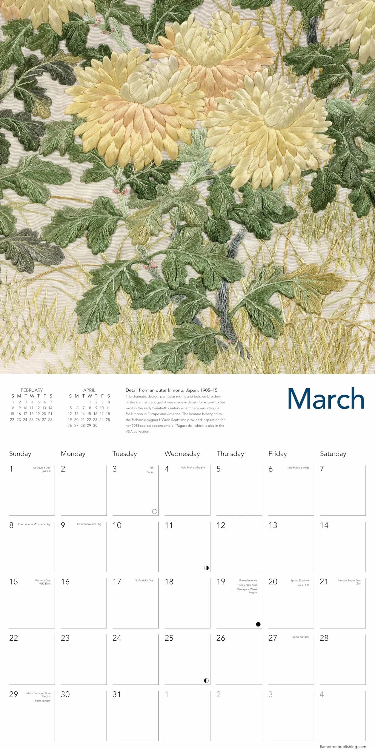 V&A Kimono Textiles Wall Calendar 2026