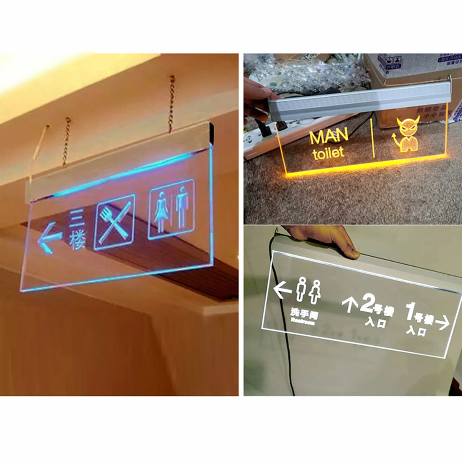 LED toaleta światło toaletowe znak ścienny podświetlany wyświetlacz strzałka znak zgodności toalety prawa ściana znak wodoodporny i łatwy w instalacji idealny do domowego biura restauracji C (A)