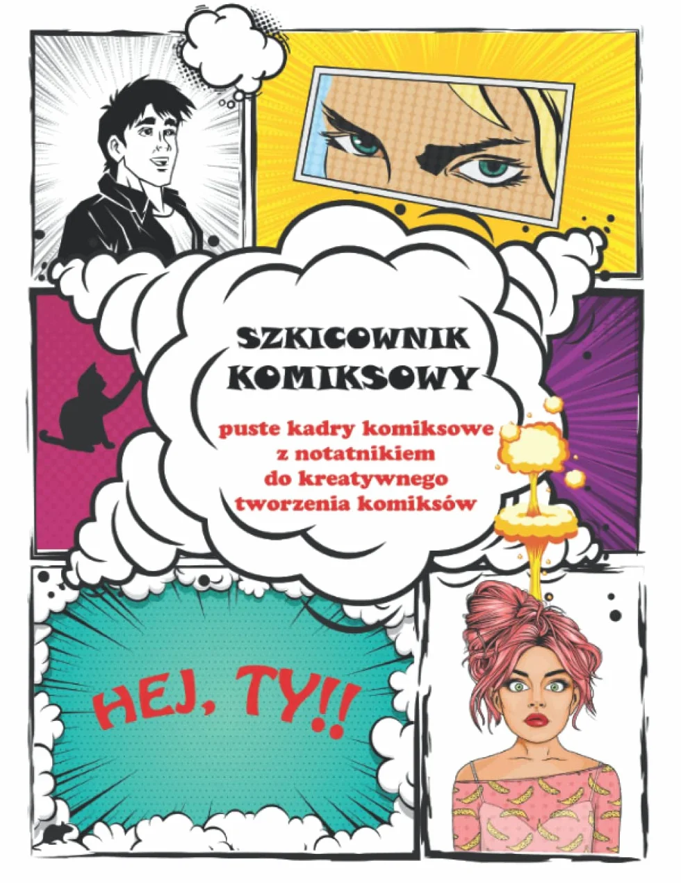 Szkicownik komiksowy z pustymi kadrami do kreatywnego tworzenia