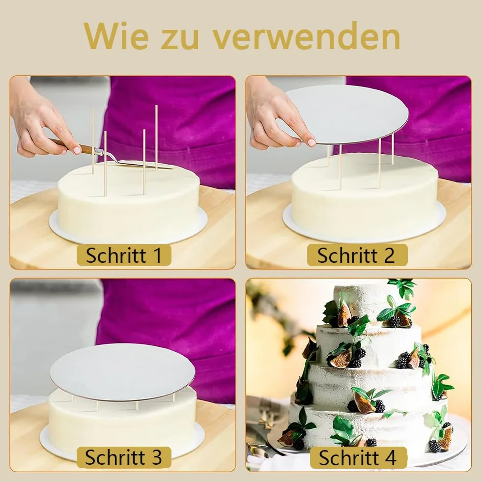 6 sztuk patery na tort, 3 rozmiary spodu, okrągłe, z kartonu, wielokrotnego użytku, idealne na urodziny, wesela, imprezę
