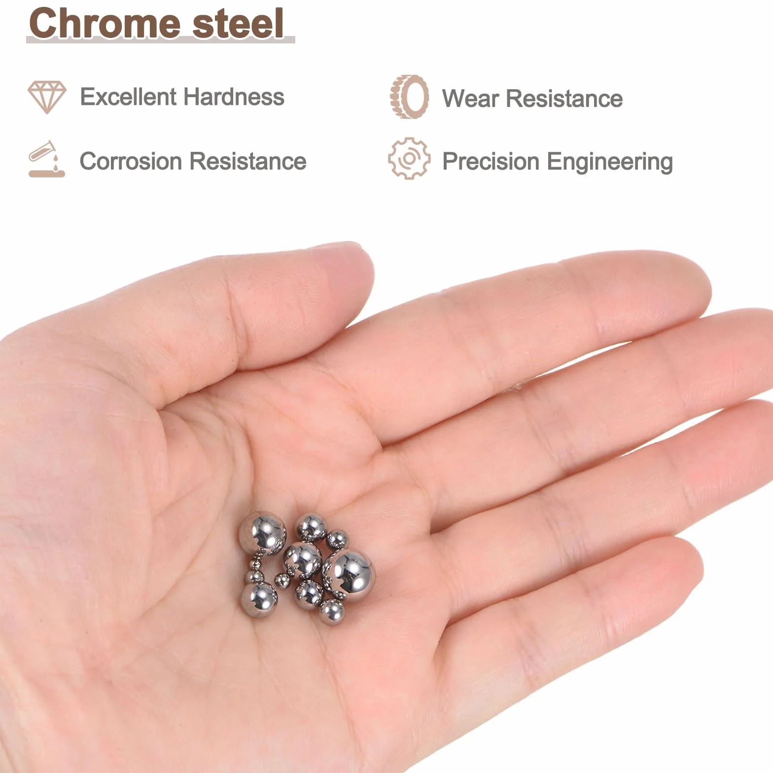 QUARKZMAN Zestaw 520 sztuk kul precyzyjnych G16 2-8 mm stal chromowana