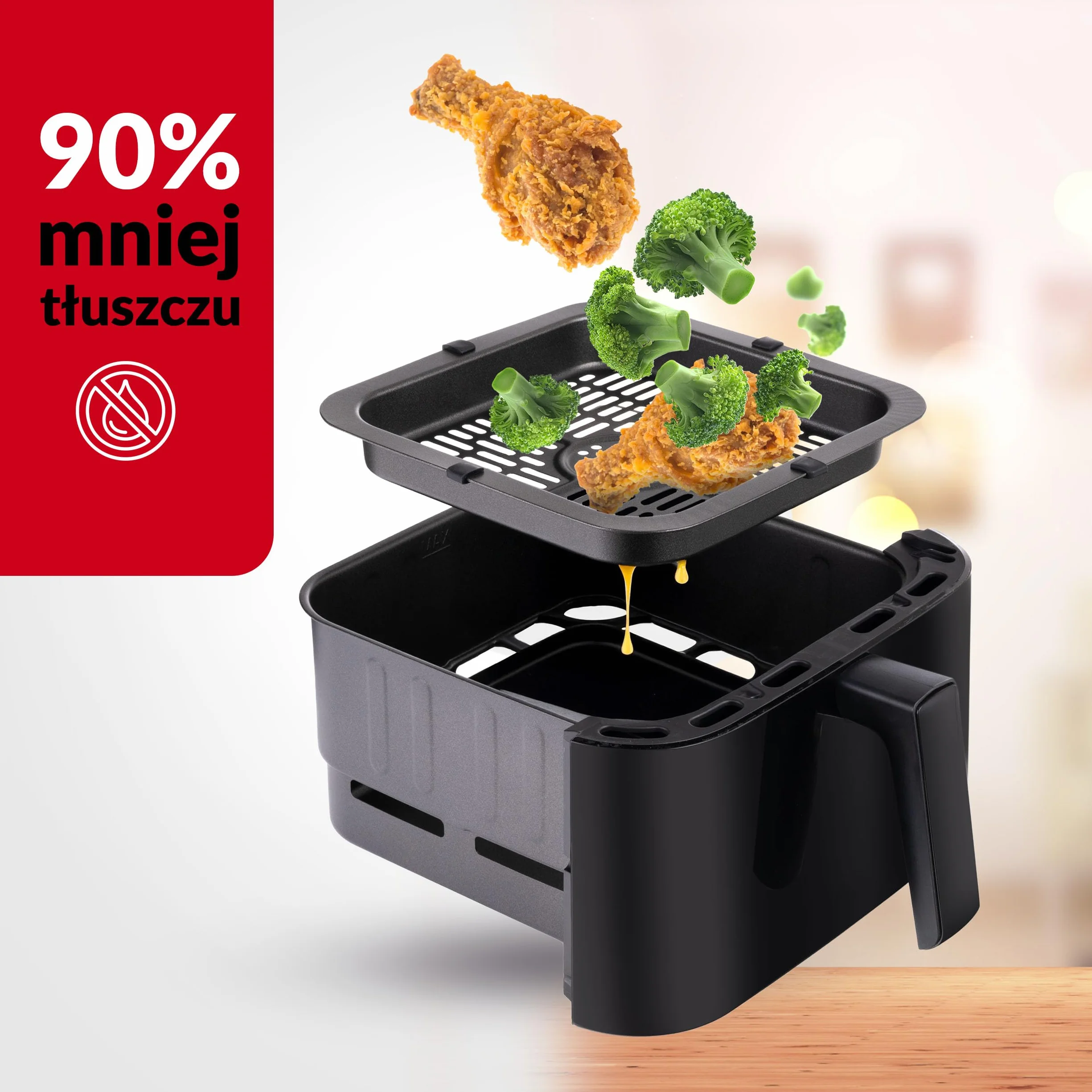 LEHMANN XL frytkownica beztłuszczowa 6,5L, Air Fryer z górnym panoramicznym oknem widokowym i oświetleniem, ekran dotykowy, 12 programów, przypomnienie o mieszaniu, antyspalające rusztowania nadające