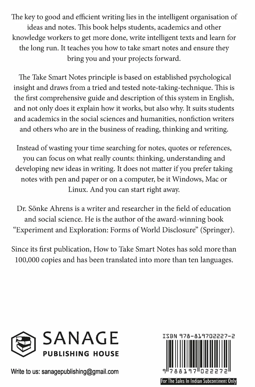 How to Take Smart Notes: One Simple Technique to Boost Writing, Learning and Thinking