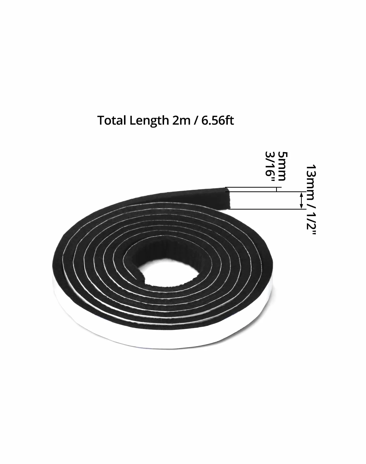 QWORK® 2 metr Samoprzylepna taśma filcowa - grubość 5 mm, szerokość 1,3 cm - czarne ślizgacze filcowe Rolki filcowe do ochrony podłóg i majsterkowania