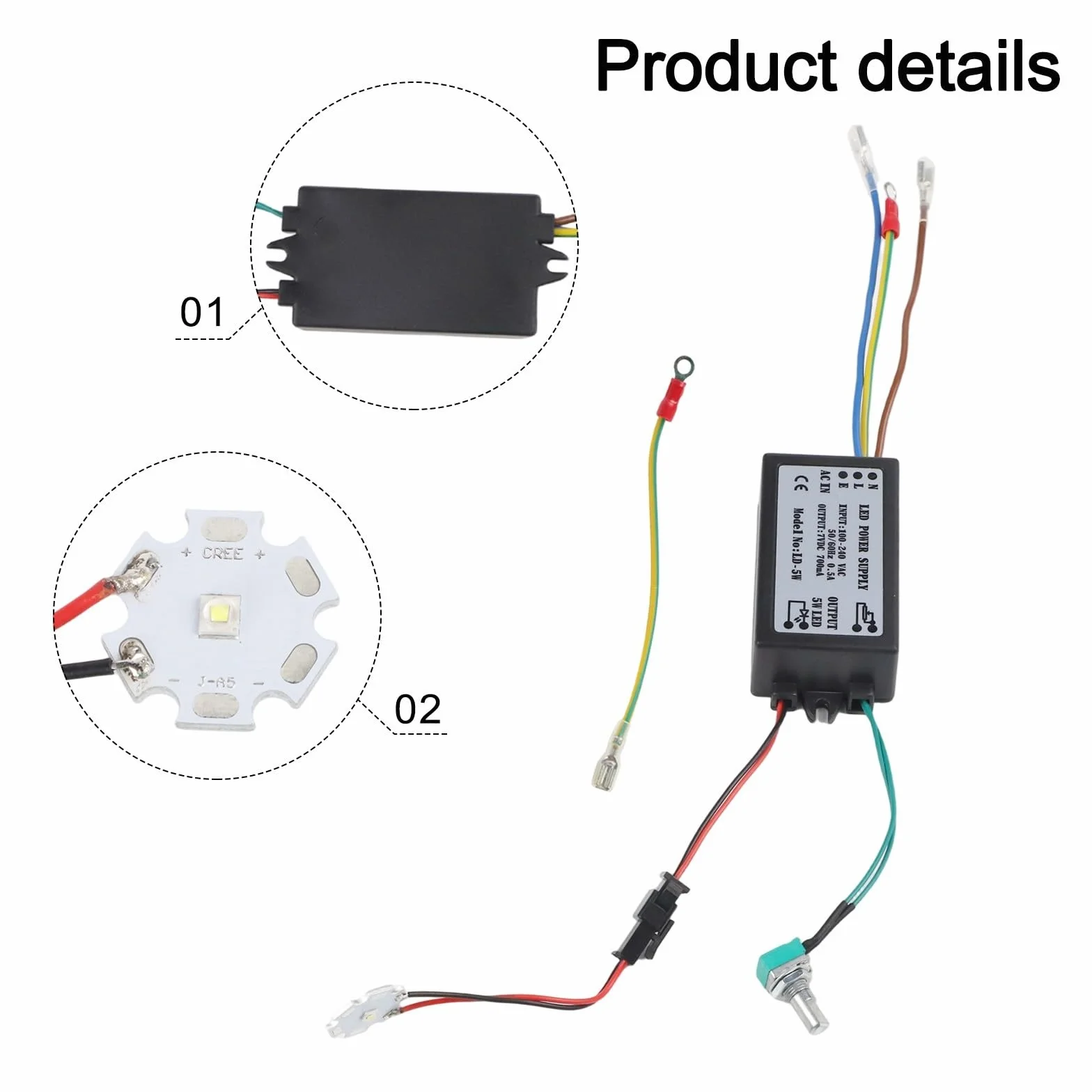 Mikroskop źródło zasilania LD-5W moduł LED ściemniany 3W 5W globalna kompatybilność napięcia