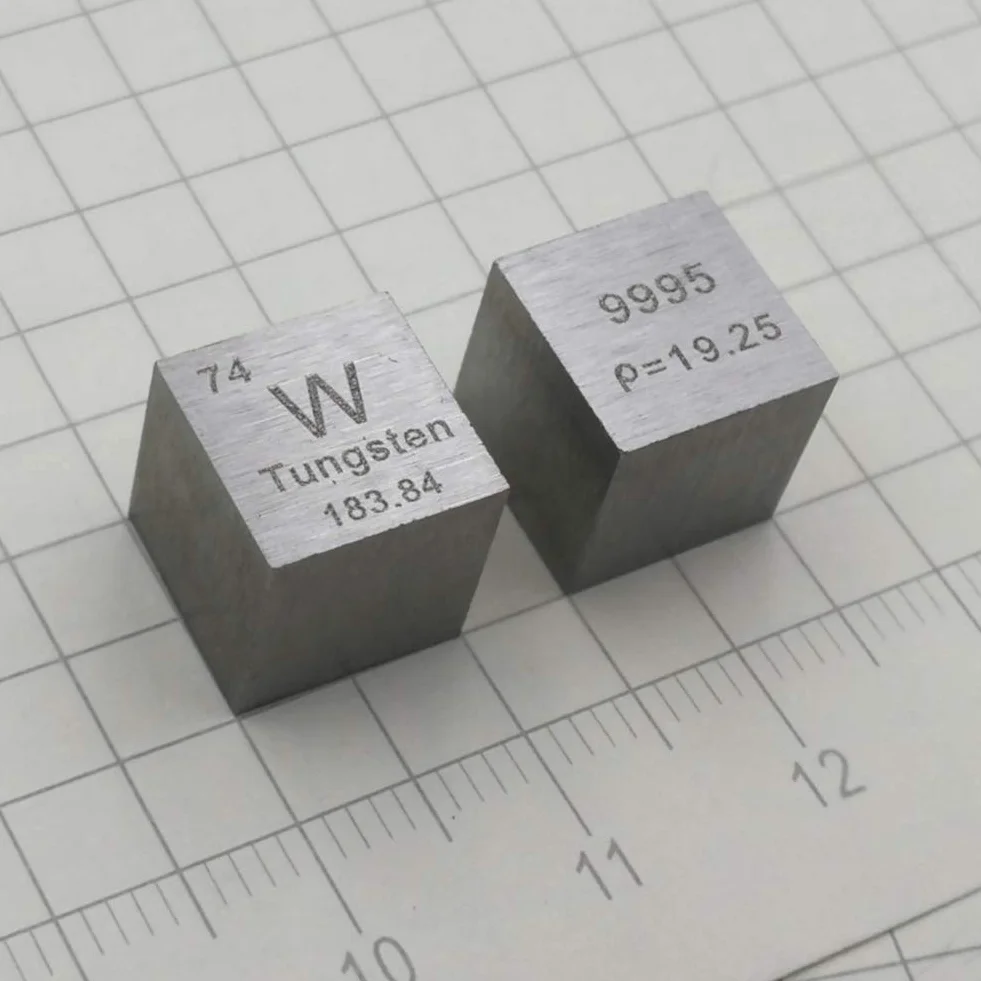 Wolfram metalowa kostka 99,95% grawerowany układ okresowy W próbka