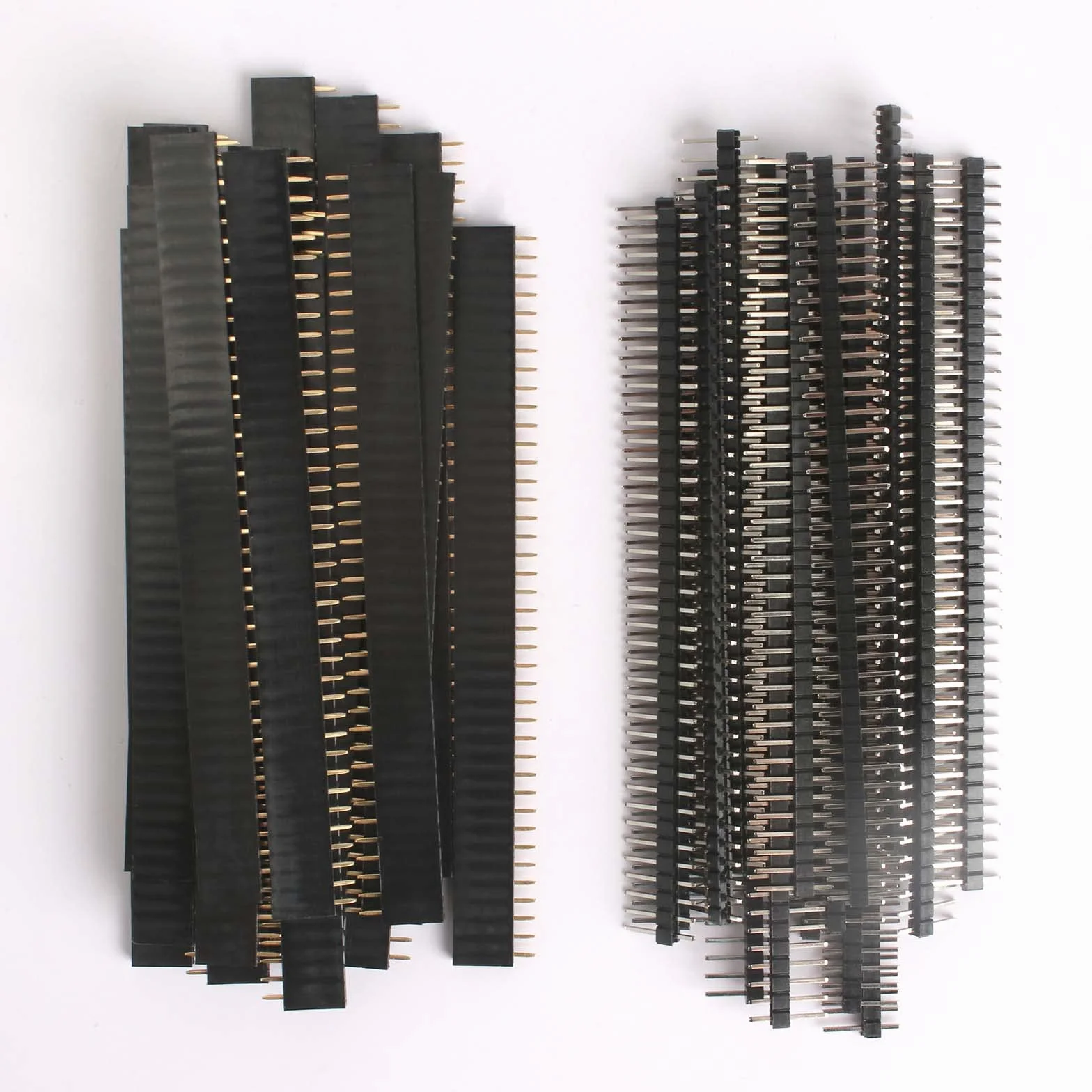 40 szt. 2,54 mm nagłówki pinowe - 20 szt. męskie, 20 szt. żeńskie łamane płytka PCB jednorzędowy zestaw złączy nagłówków pinowych do osłony prototypowej Arduino