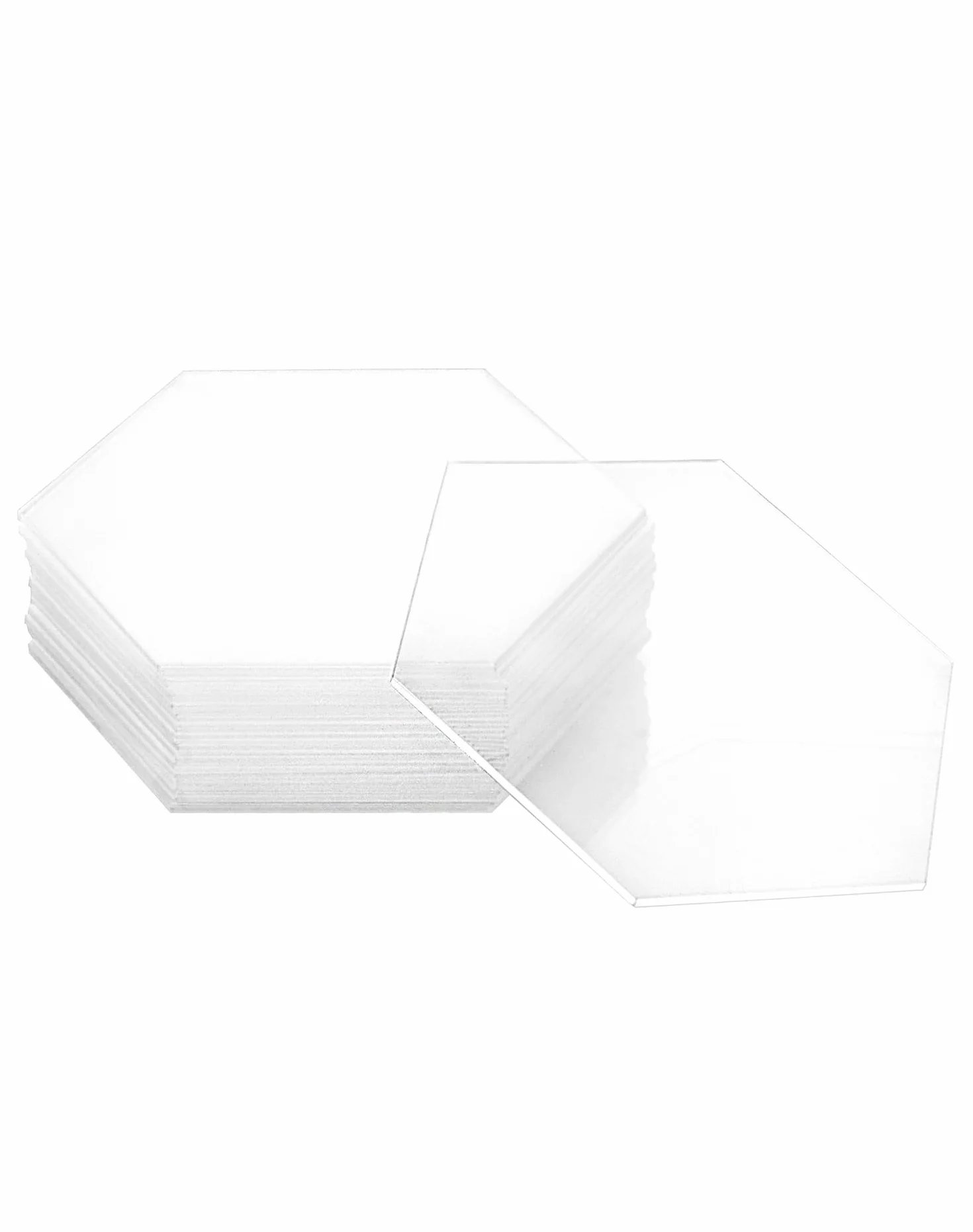 QWORK® 80 szt. Przezroczyste sześciokątne arkusze akrylowe, na ślub, imprezę, ramkę na zdjęcia, wyświetlacz rękodzieła, 8x7 cm, grubość 0,2 cm