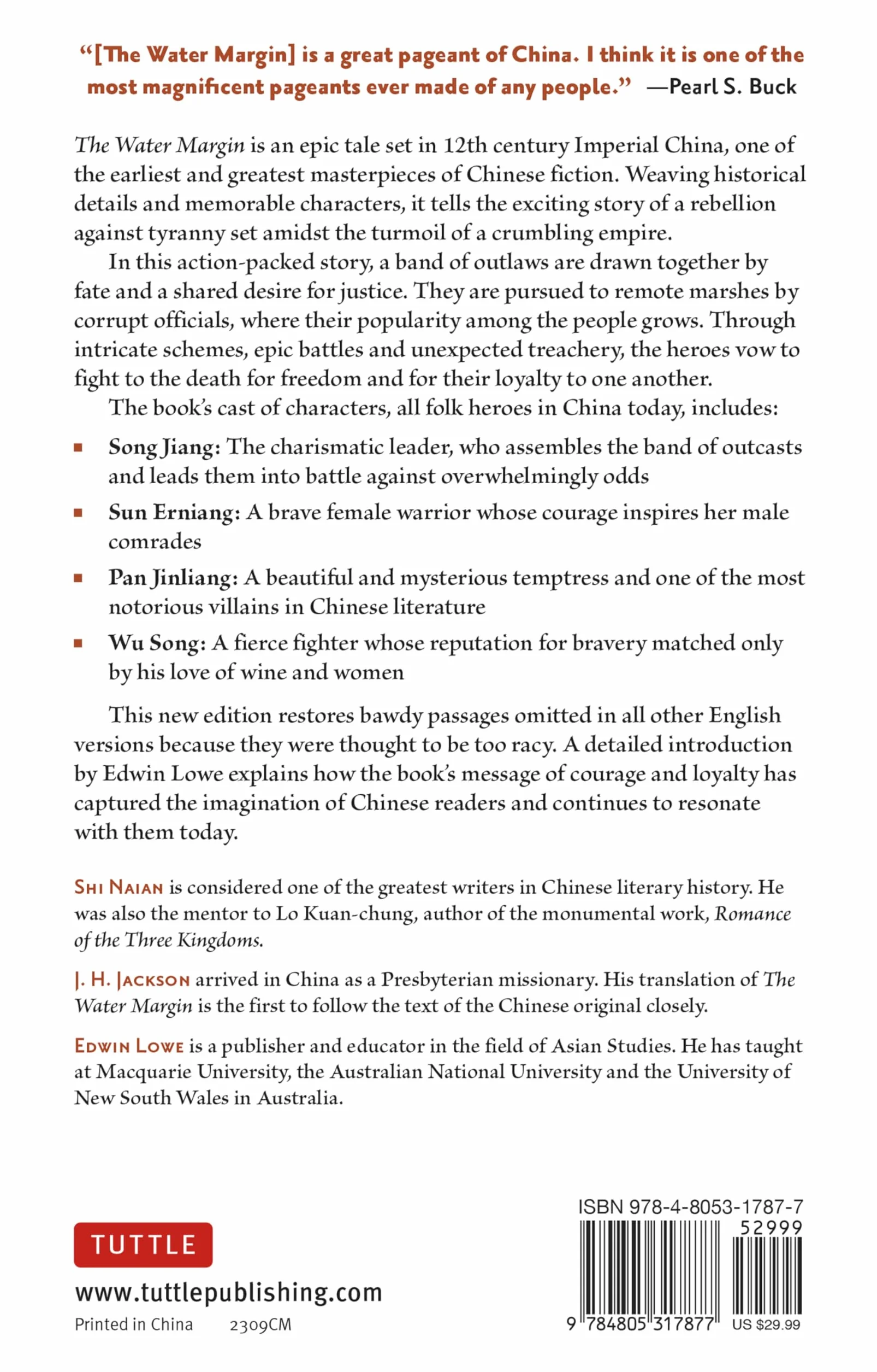 The Water Margin: Outlaws of the Marsh: The Epic Tale of Brotherhood, Bravery and Rebellion in Imperial China