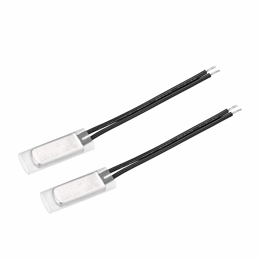sourcing map KSD9700 Termostat, 50℃ N.O 5A Bimetaliczny przełącznik kontroli temperatury 2 szt