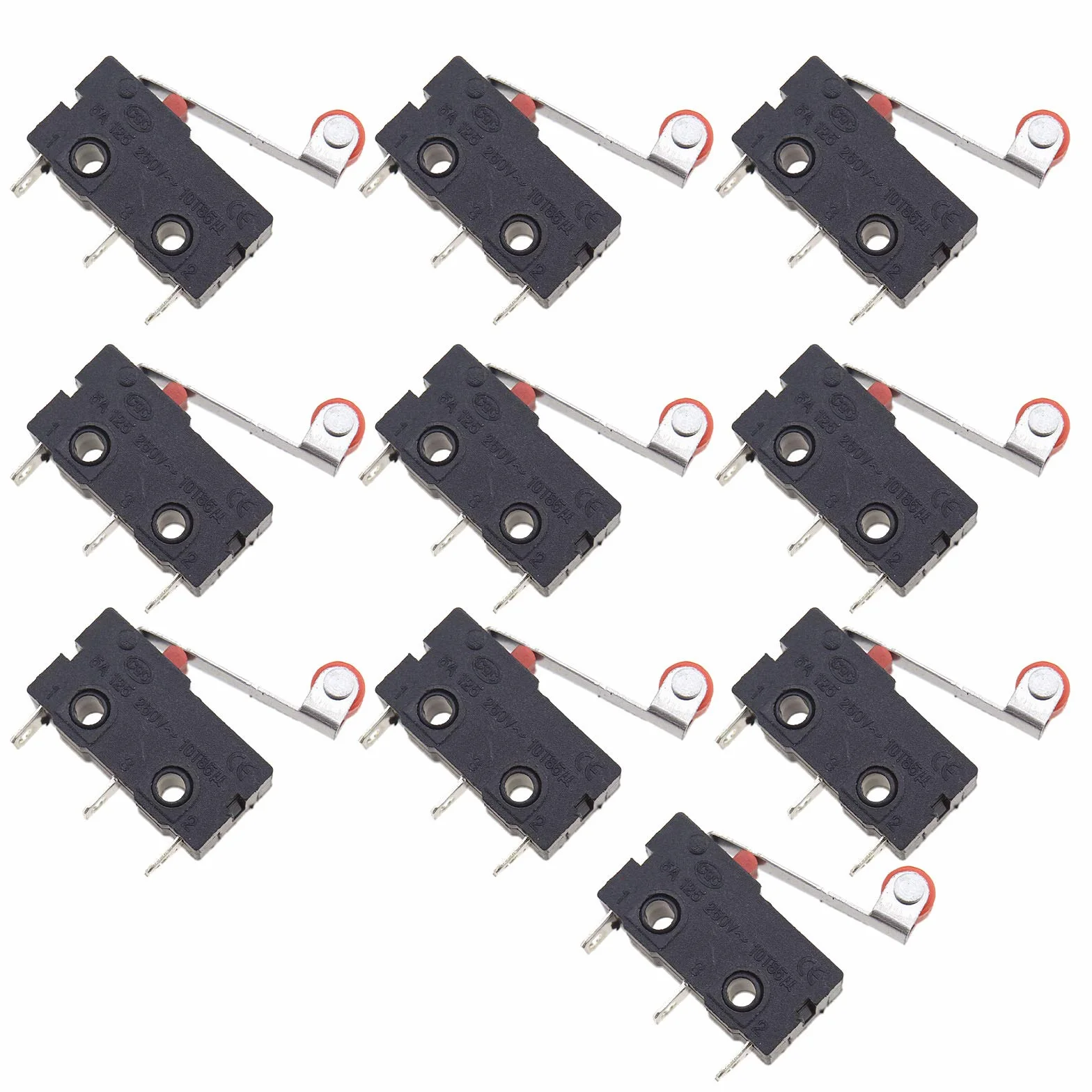 OTOTEC 10 szt. mini dźwignia wałka dźwignia mikroprzełącznik czarny chwilowy AC 5 A prąd SPDT typ 125-250 V dźwignia mikroprzełącznik