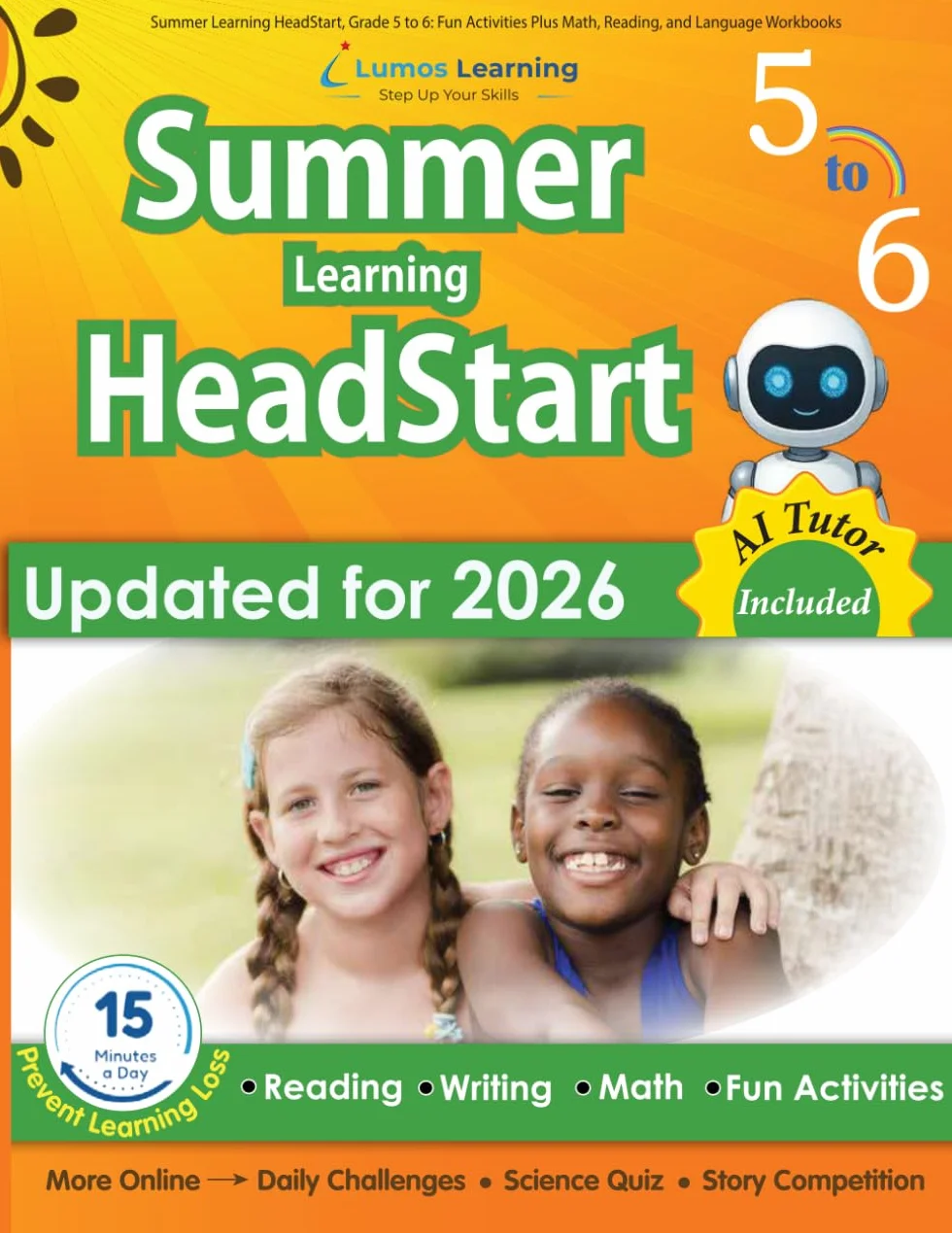 Summer Learning HeadStart Grade 5 to 6: Math Reading Language Workbooks Common Core Aligned