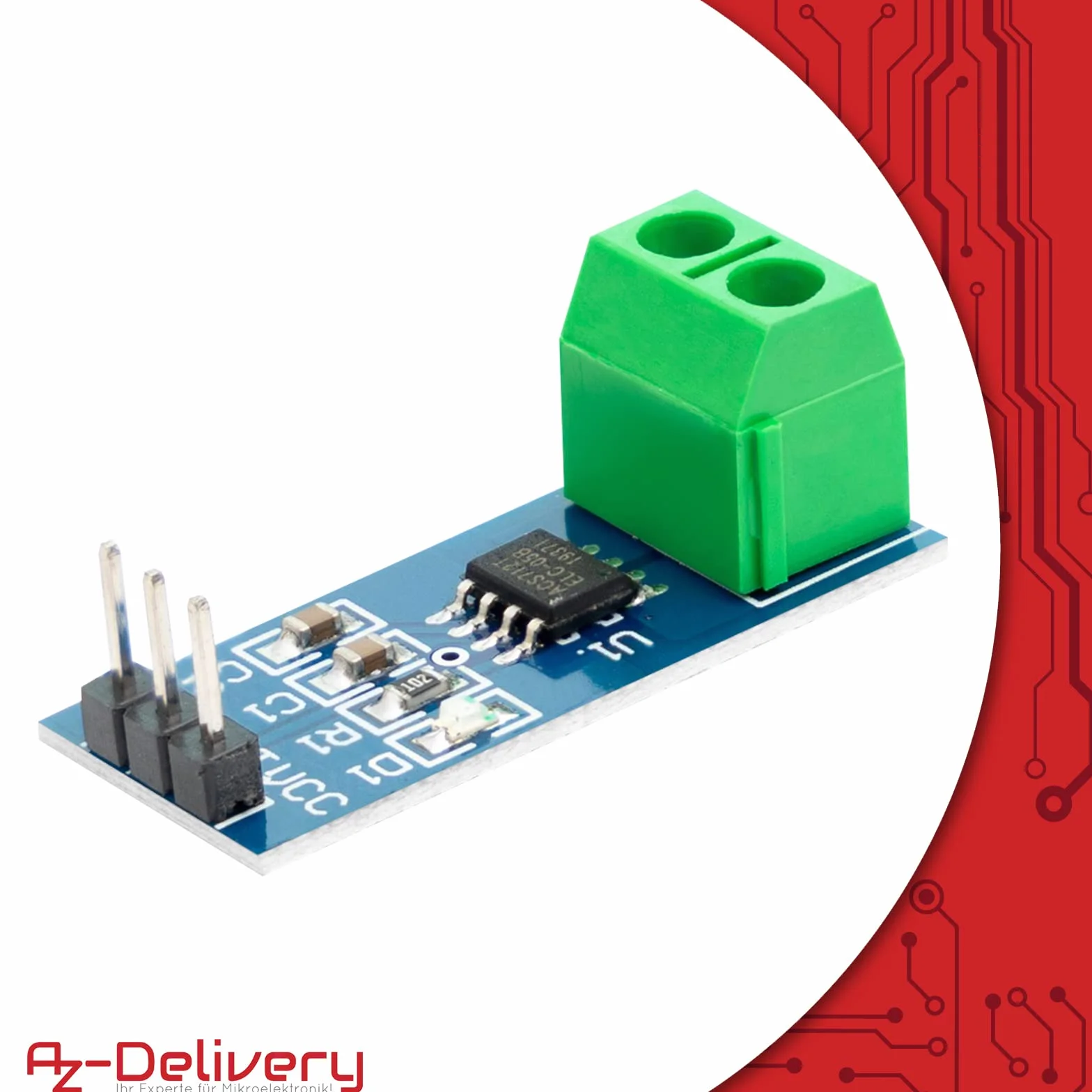 AZDelivery ACS712 20A Czujnik Prądu Moduł dla Arduino