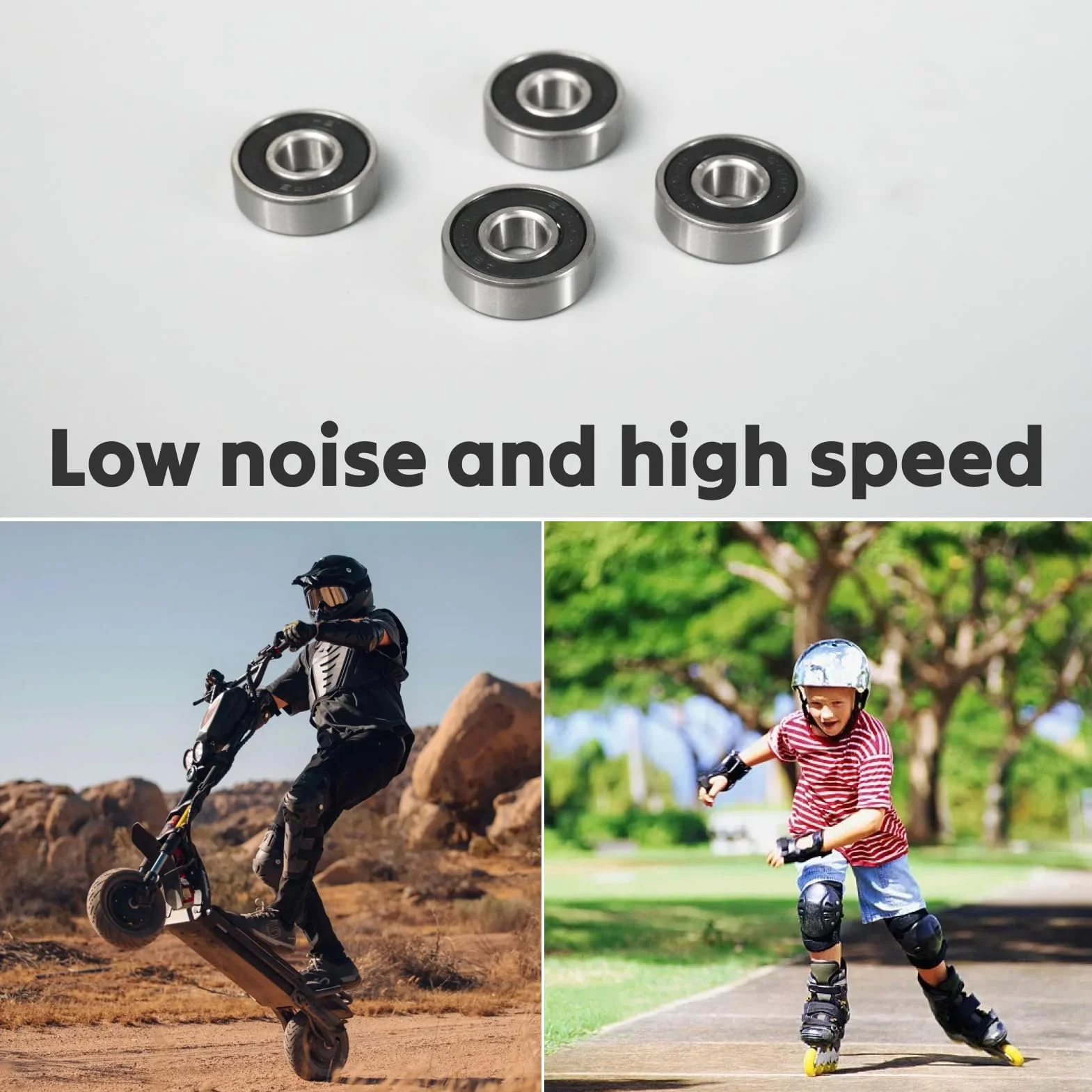 4 szt. Łożyska kulkowe 608RS 8x22x7mm, bez tarcia ABEC 9, 608 2RS do deskorolki, elektrycznego Longboardu, łożyska pancerne (608RS 4 szt.)