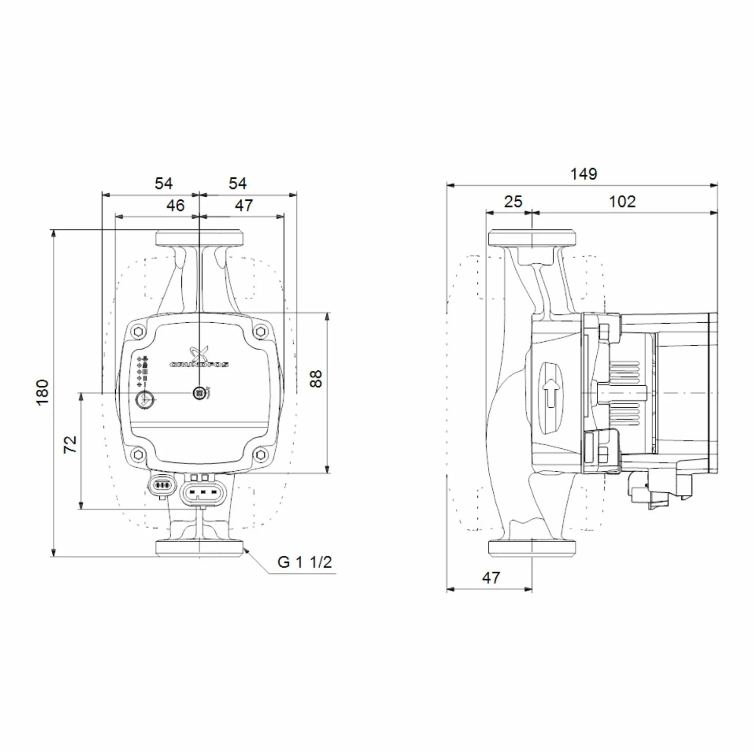 Grundfos Wysoka wydajność pompa krążąca, alfa1 L 25-40 180, 4-25 kW, 0,05-0,26a, PN10, maksymalna wysokość 40 dm, 14,9 x 10,8 x 18 centymetrów, kolor czarny (odniesienie: 99160579), standard