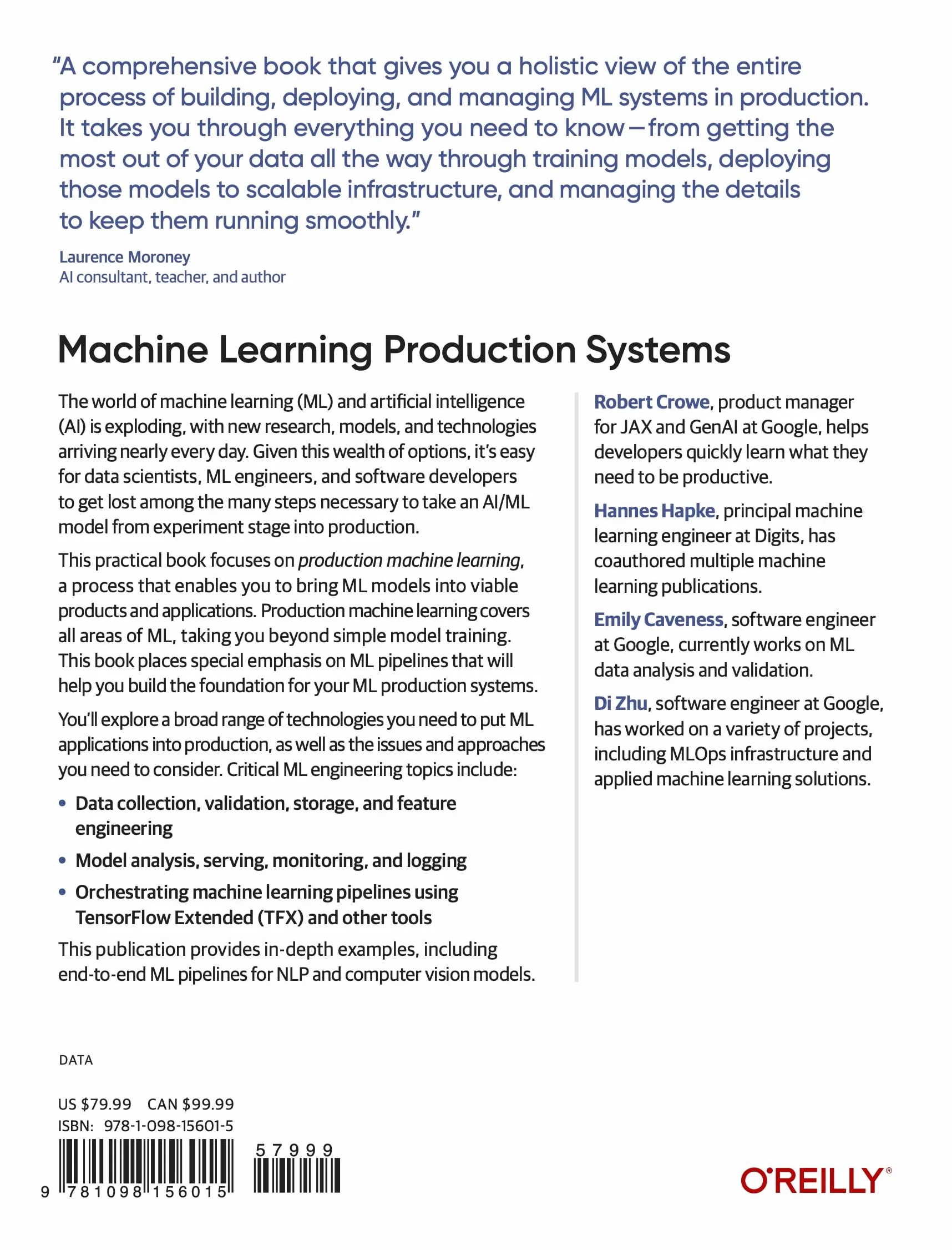 Machine Learning Production Systems: Engineering Models and Pipelines