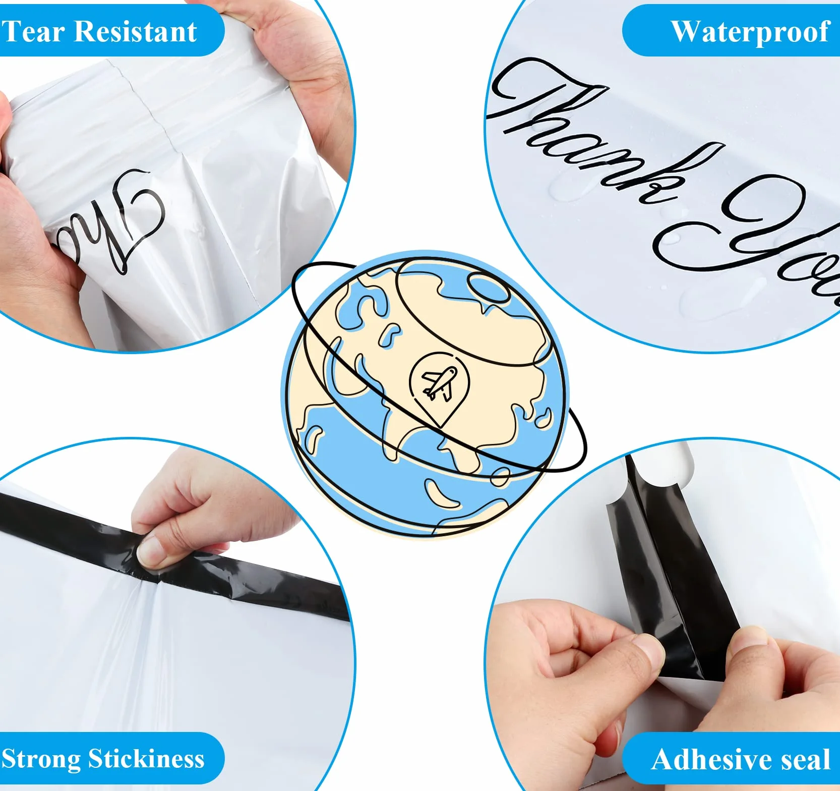 Plastikowe torebki wysyłkowe Thank You 60 sztuk 4 rozmiary C5 A4 B4 A3 samoprzylepne nieprzejrzyste 15x27 20x30