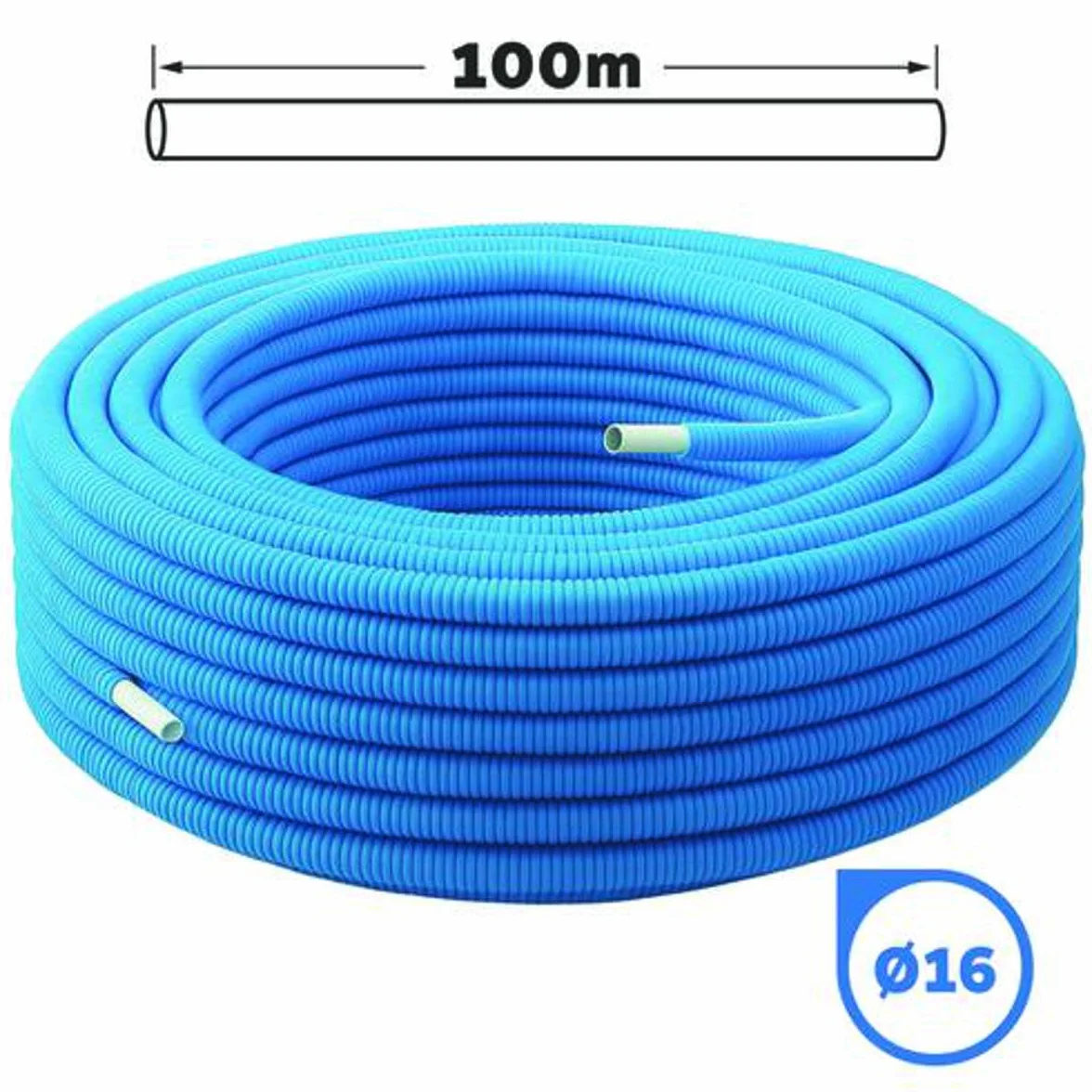 SOMATHERM FOR YOU - Rura Multistrato Przegainowana Niebieska Ø16 w Rolce 100m - Woda Ciepła i Zimna Sanitarna - Tmin 5°C/Tmax 100°C - Maks. Ciśnienie 10 Bar - Bariera Antytlenowa