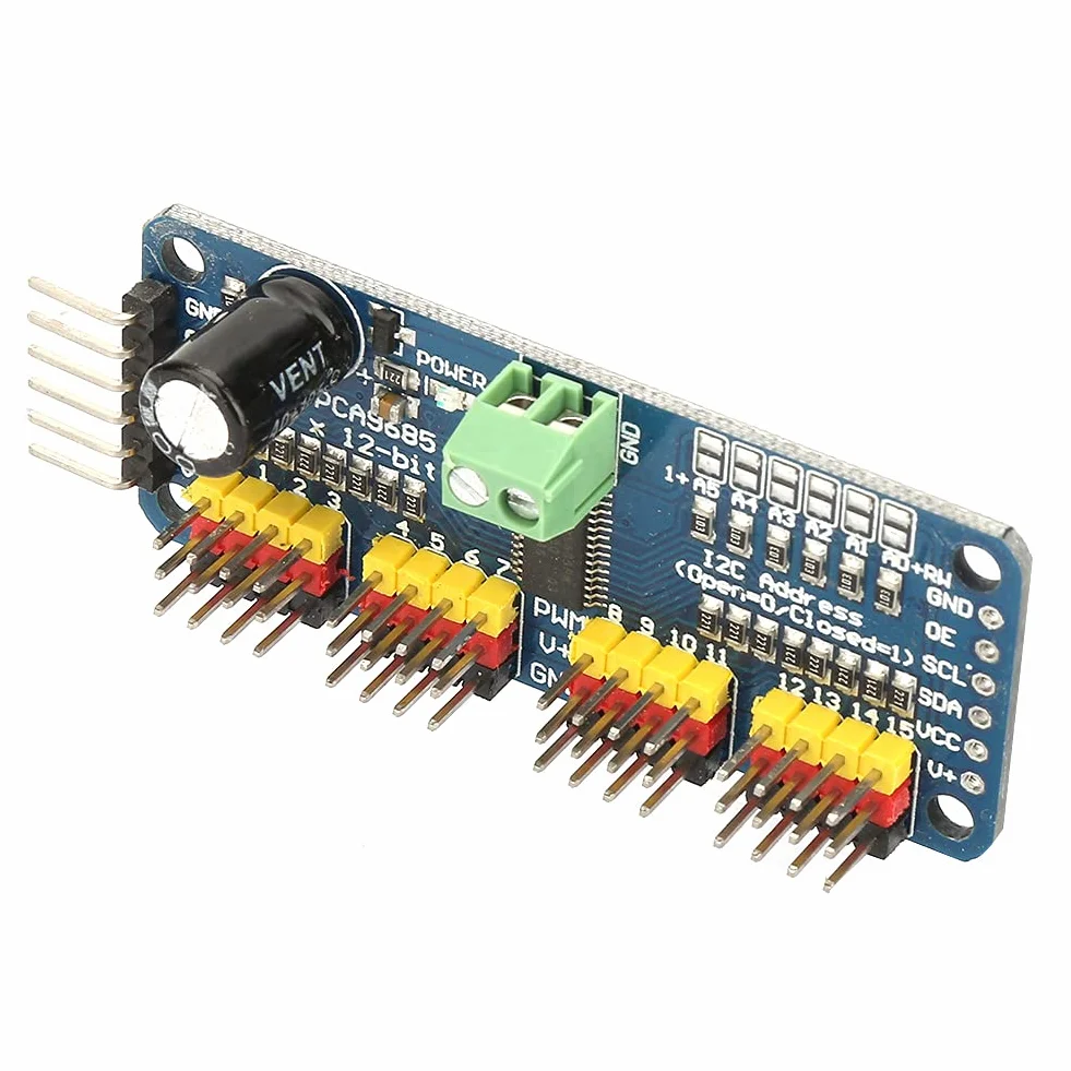 Qqmora PCA9685 16 Kanałów 12-bitowy Sterownik Silnika Serwo PWM Sterowanie Modułem I2C dla Robota Niebieskiego, Sterownik Silnika dla Robota Niebieskiego