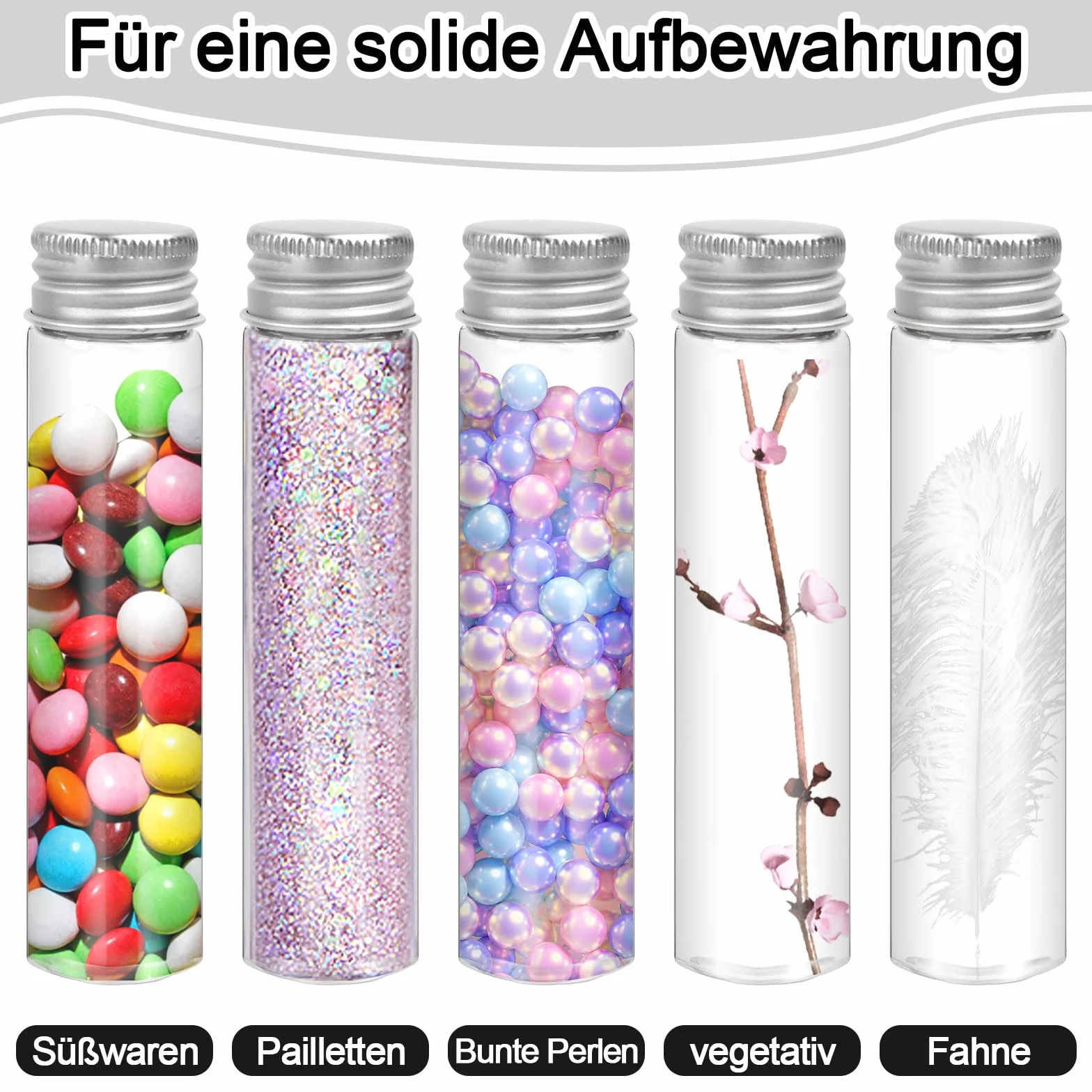JiangLin 40 sztuk probówek z nakrętką, z aluminium, 25 ml, mała szklana buteleczka szklana, przejrzysta próbka płynu, butelki z 2 lejkami i szczotką do czyszczenia, pamiątkowa butelka z sierścią