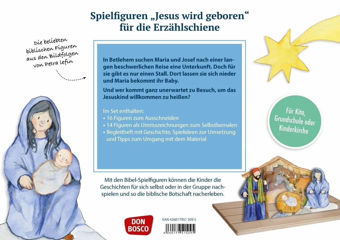 Erzählschienen-Figurenset Jesus wird geboren Spielfiguren Ausschneiden Skript Religionspädagogik Kindergarten Grundschule