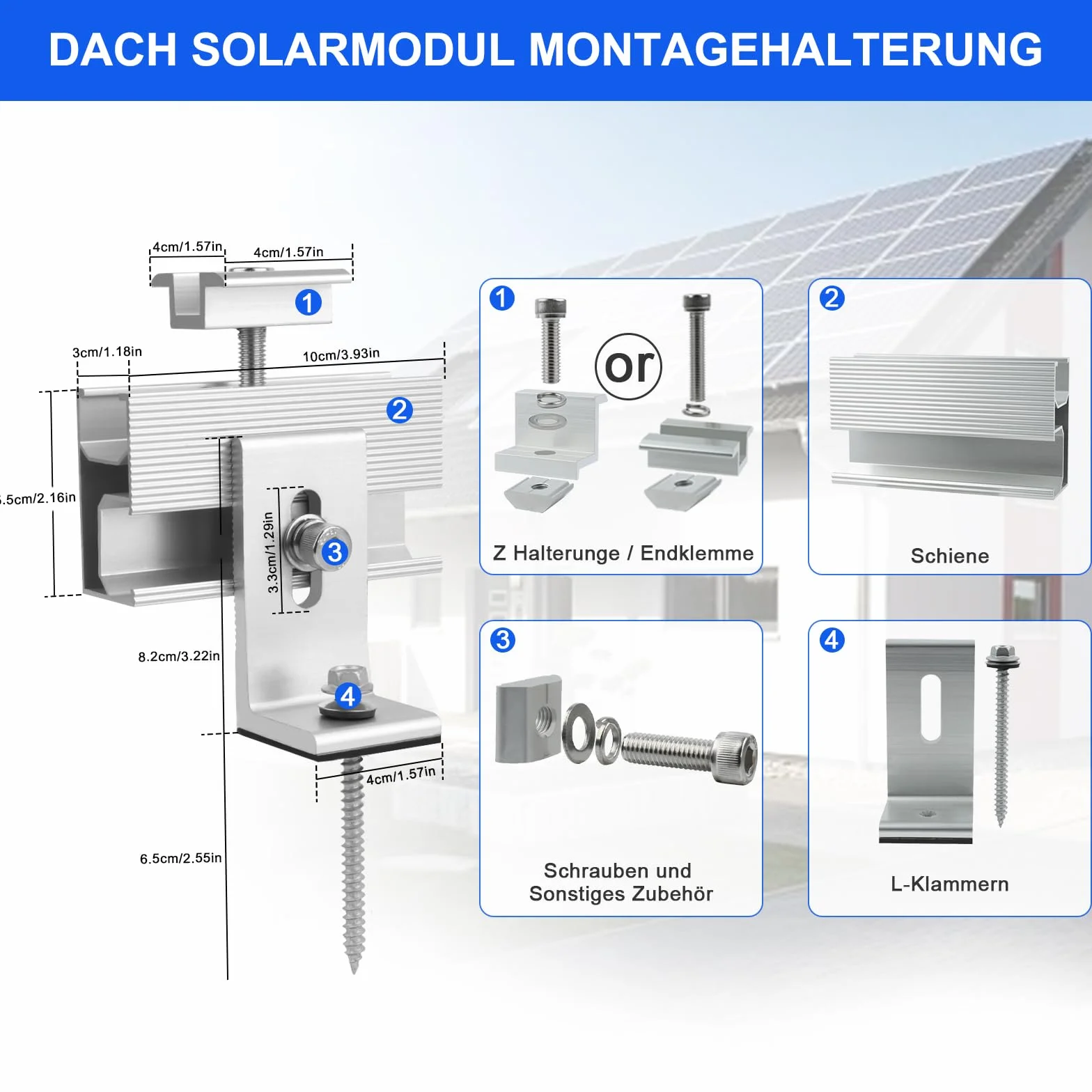 Zestaw uchwytów do modułu solarnego 10 sztuk aluminiowych do paneli słonecznych mini szyna montażowa