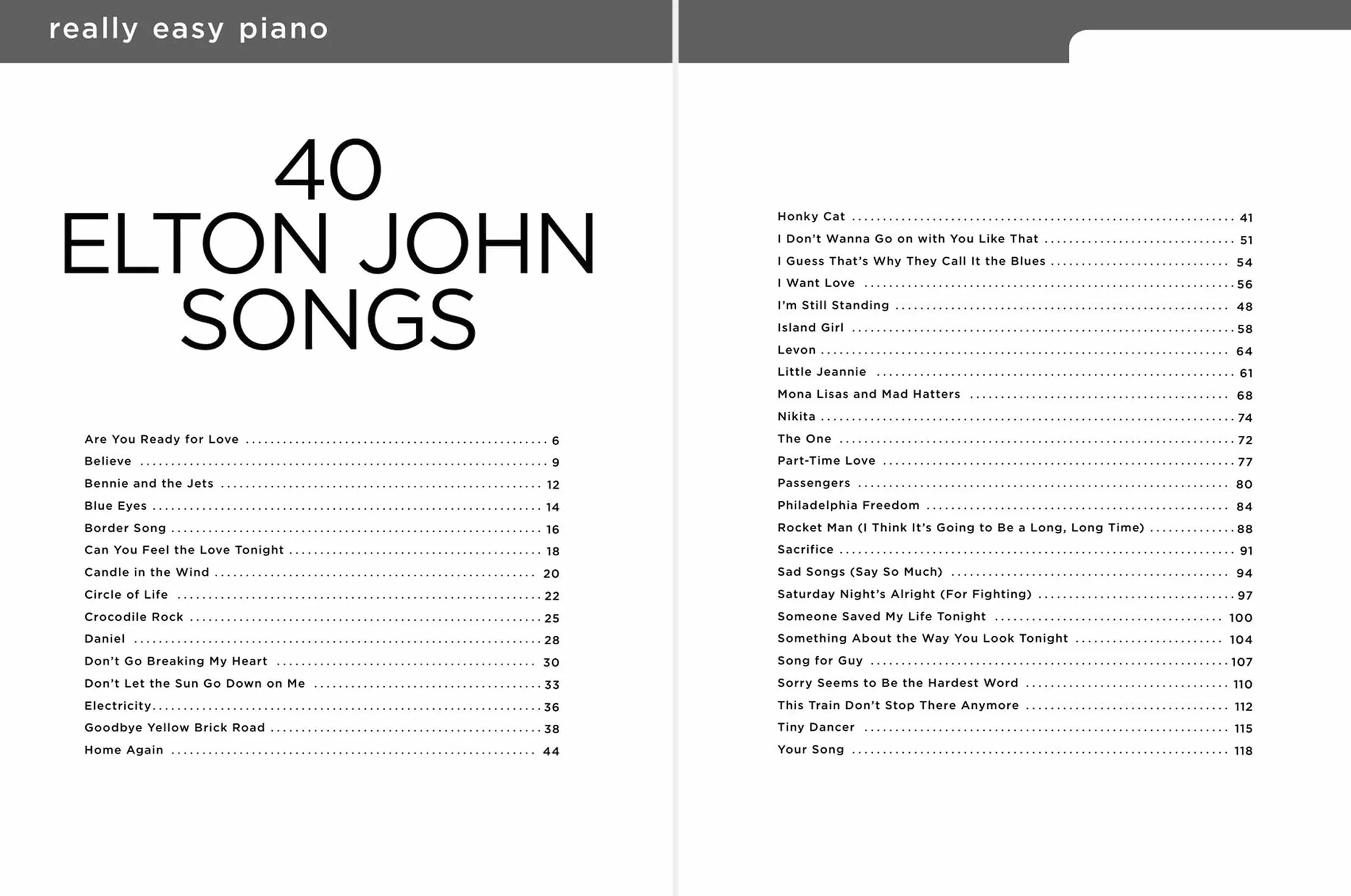 Elton John Songs: Really Easy Piano Series, 40