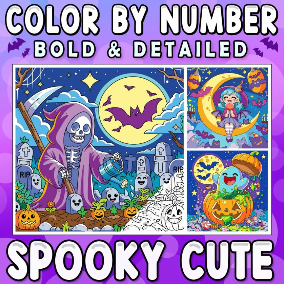 Color By Number Bold & Detailed Spooky Cute Coloring Book for Fans of Eerie and Adorable