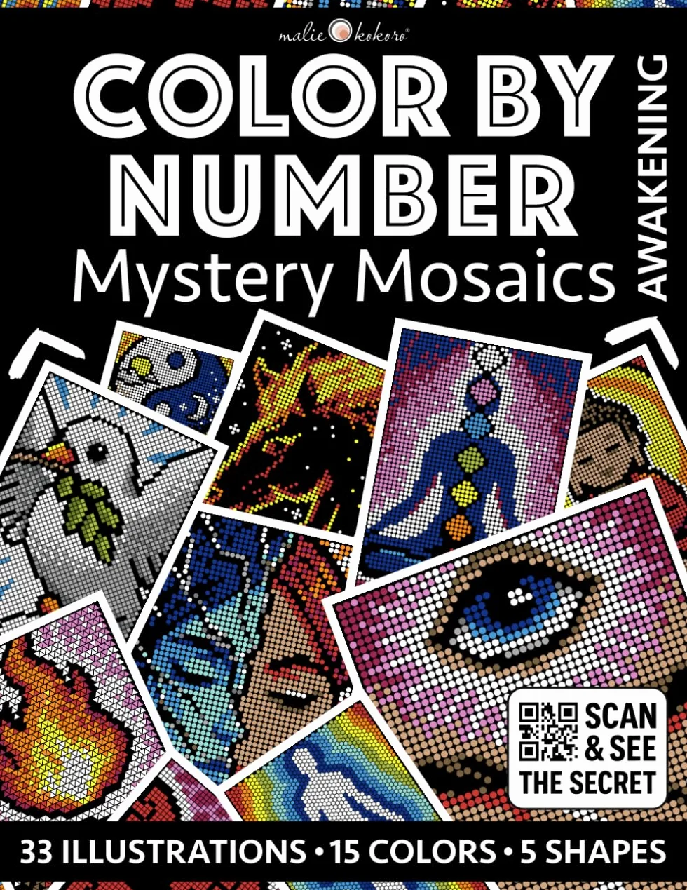 Color by Number: Awakening Black Background Edition Mystery Mosaics Coloring Book for Adults Spiritual Symbols Relaxation Mindfulness Mystical Journey Stress Relief