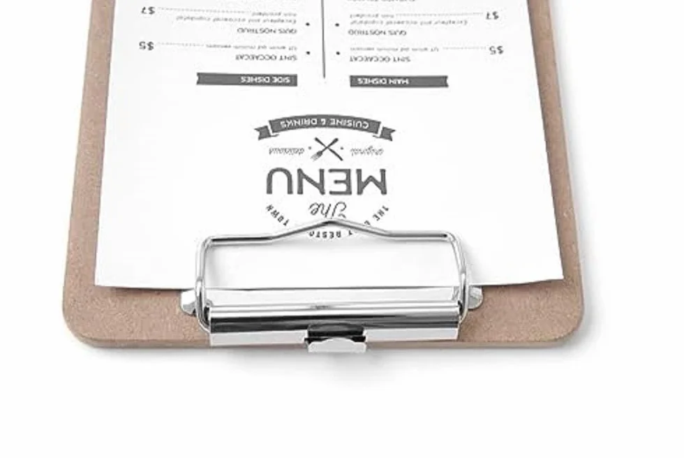 HENDI Podkładka z klipsem, z metalowym klipsem, otwór do zawieszania, do menu lub karty dnia, clipboard, podkładki do pisania, 240x330mm, MDF