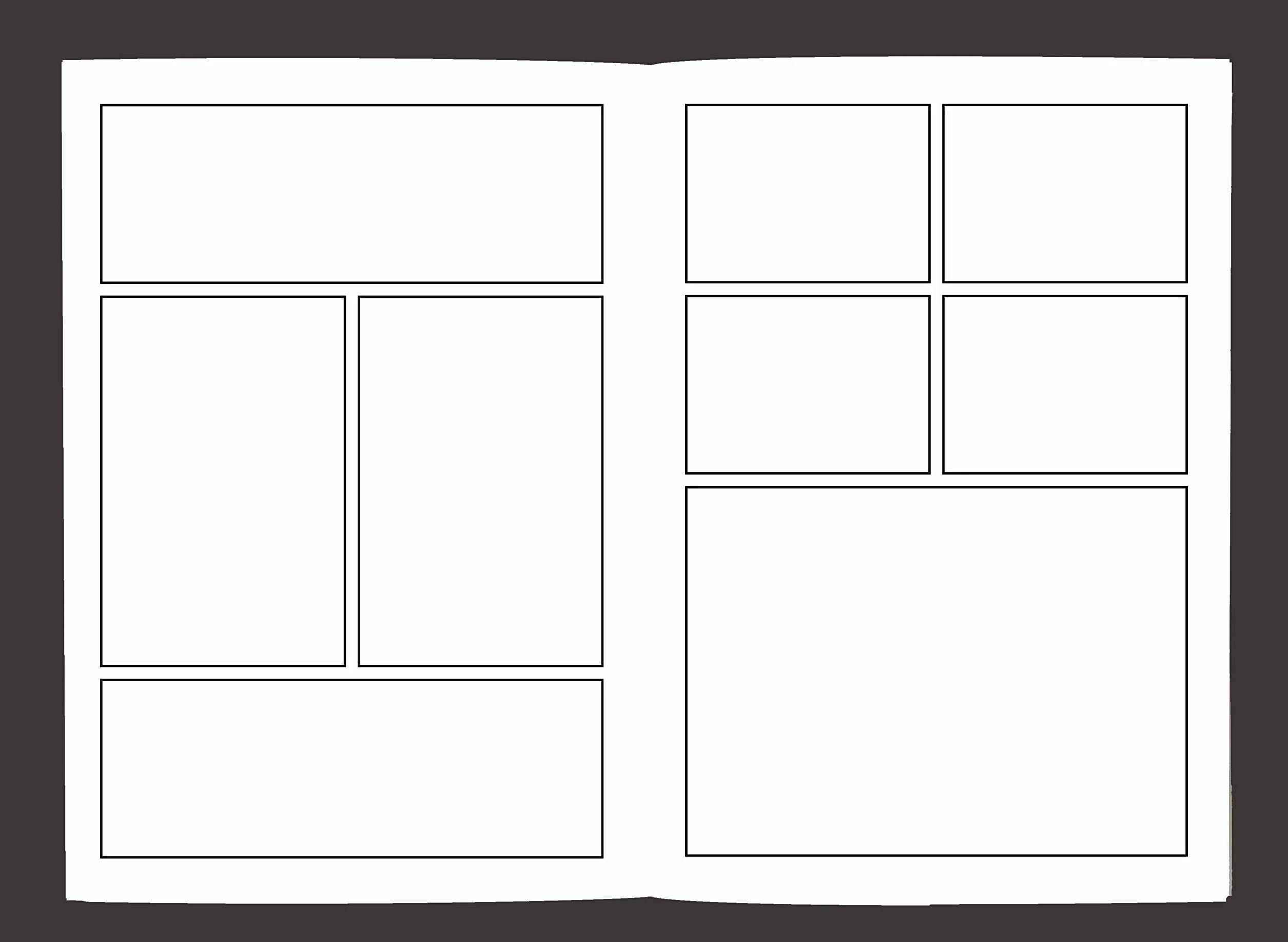 Blank Comic Book Variety of Templates 2-9 Panel Layouts