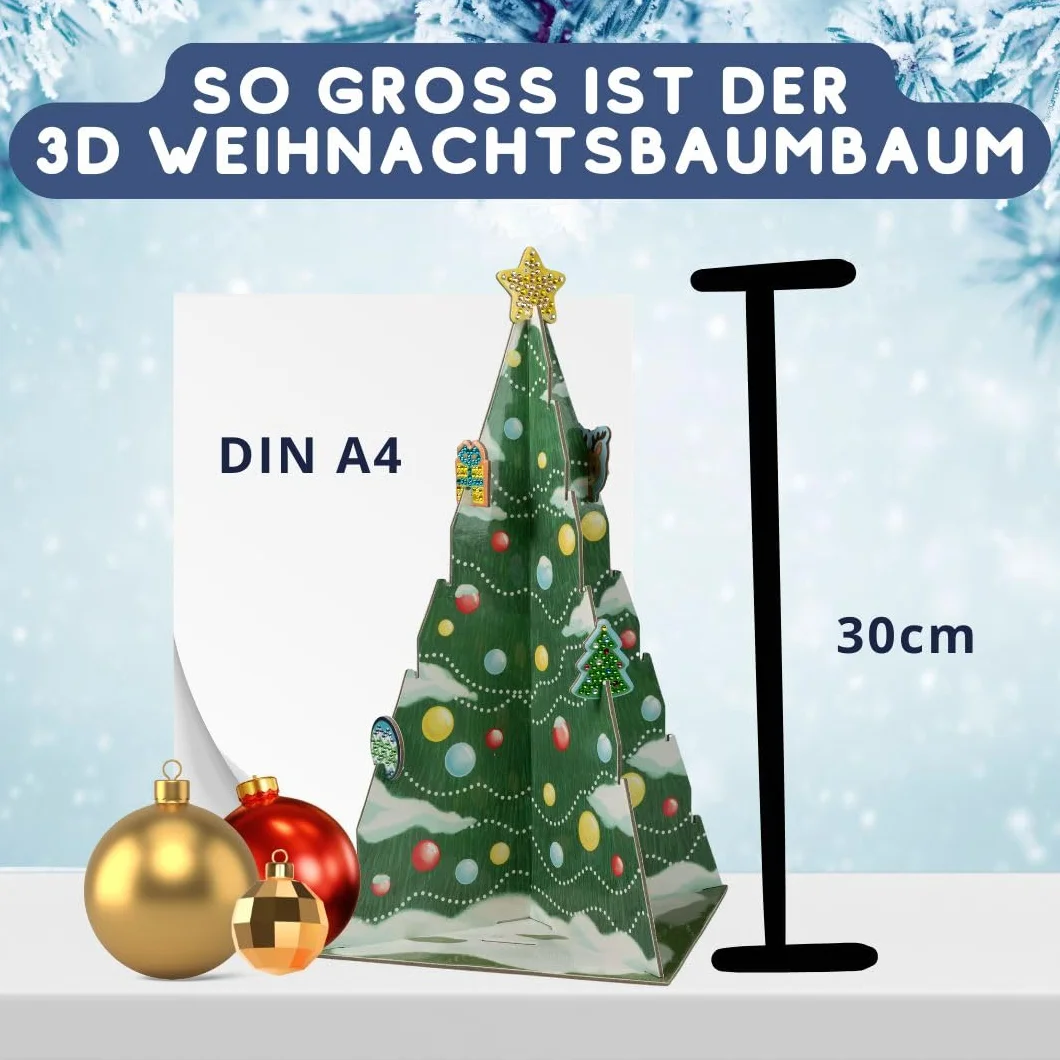 Weihnachtszauber - Der Diamond-Painting-Adventskalender. Mit Material und Werkzeug für 24 Baumanhänger: Aufstellbaum (30 cm), Werkzeug und 1200 Diamanten aus Glas in 19 Farben für 24 Anhänger