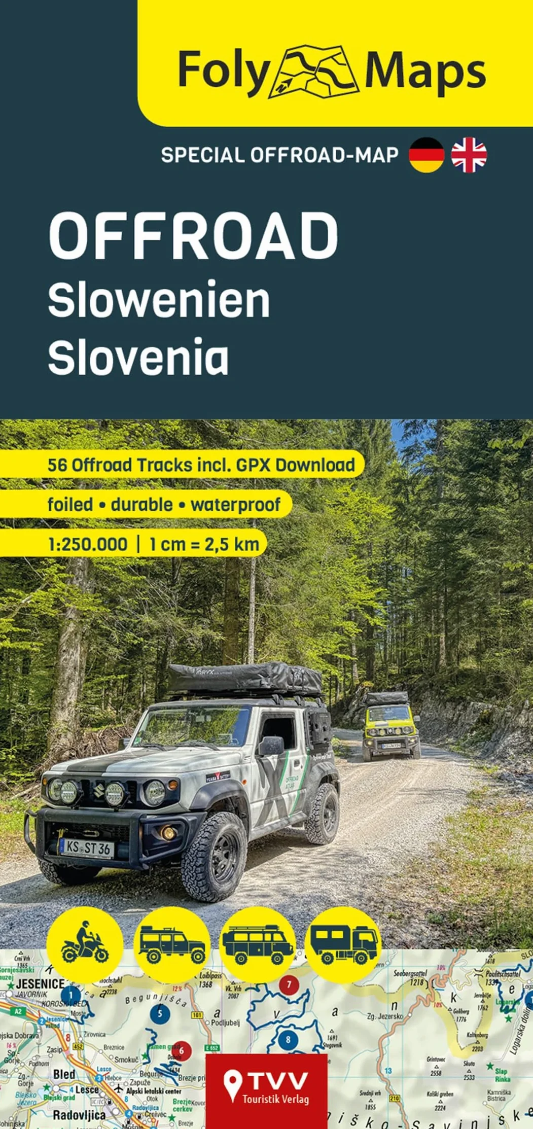 FolyMaps OFFROAD Slovenia 1:250 000 Special Map with 56 Off-Road Tracks