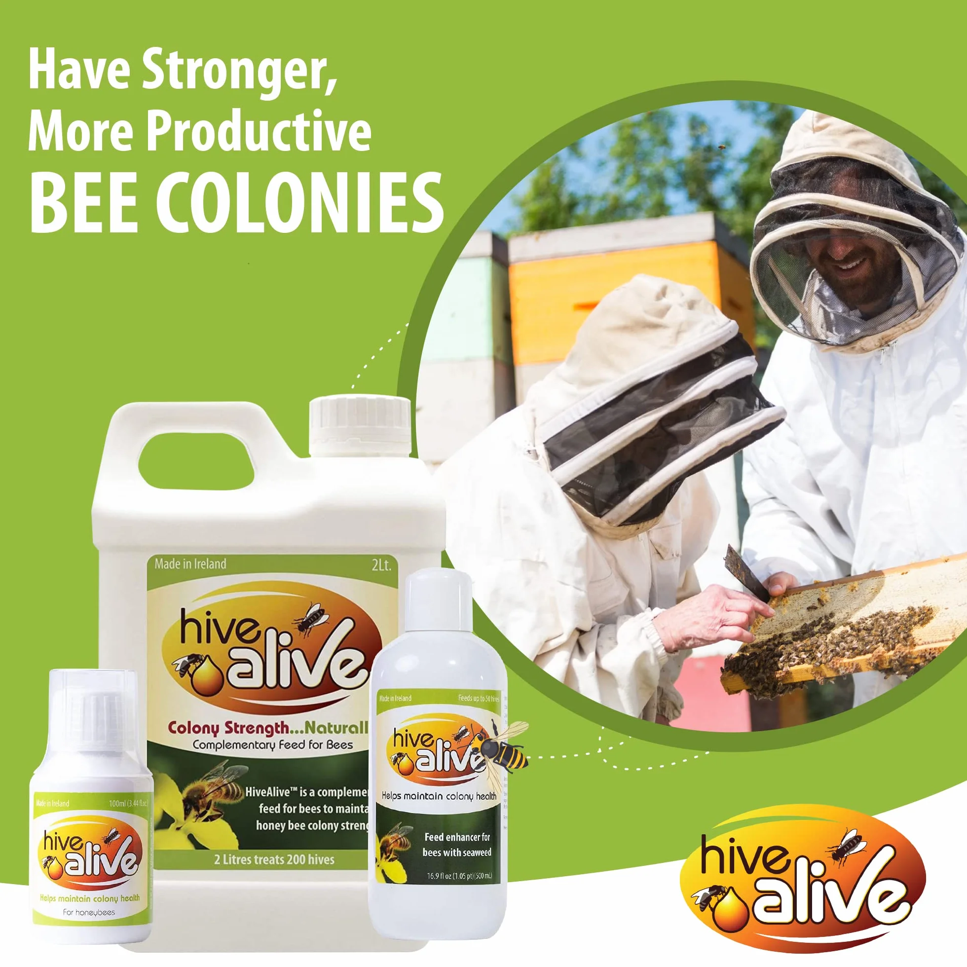 HIVE ALIVE Suplement pokarmowy dla pszczół - Wzmacniacz paszy płynnej dla pszczół - pszczelarstwo jesienne wiosenne karmienie - niższa śmiertelność zimowa, poprawa zdrowia kolonii, produkcja miodu