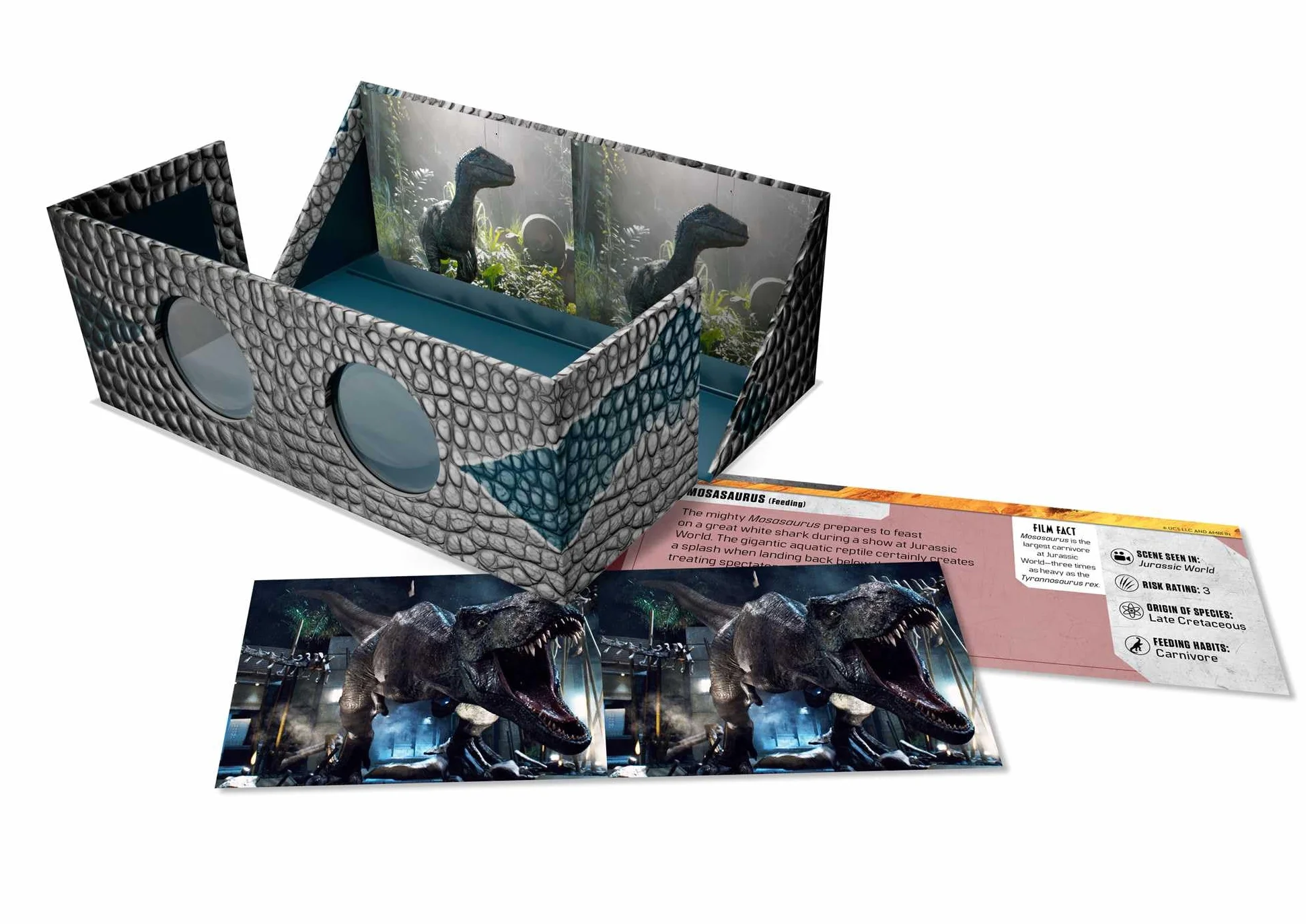 Jurassic World: Dinosaur 3D Viewer: 30 Cards Featuring 3d Illustrations, Facts and Trivia + Fold-out Instructional Booklet
