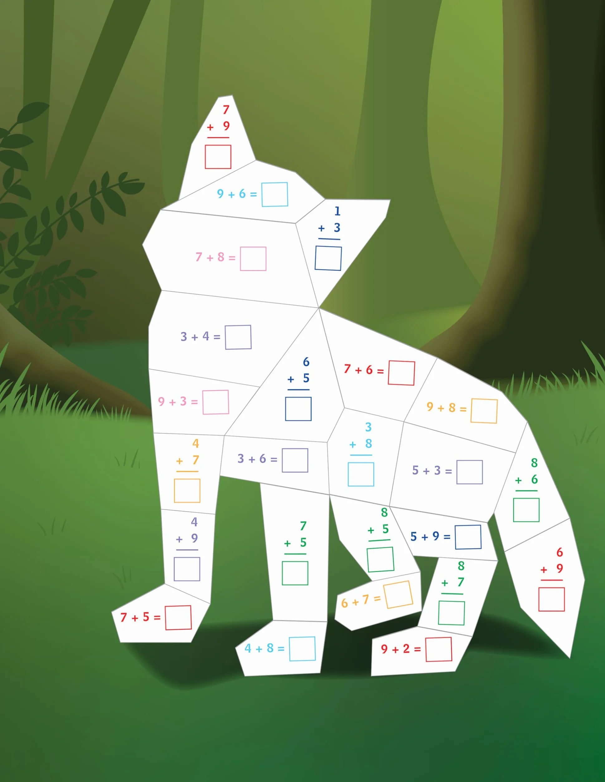 Learn by Sticker: Addition and Subtraction: Use Math to Create 10 Baby Animals!: 1
