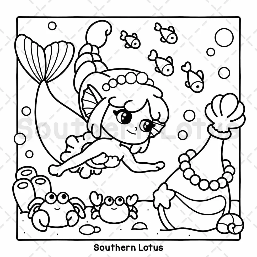 Ocean Home: Coloring Book for Adults and Teens with Mermaids and Sea Animals