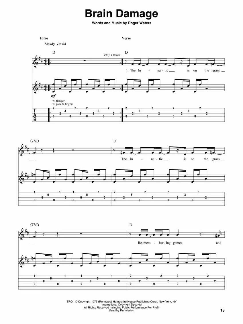 Pink Floyd Deluxe Guitar Play-Along Volume 11 Book Online Audio