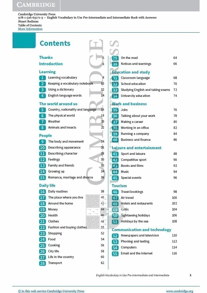 English Vocabulary in Use Pre-intermediate and Intermediate Book with Answers