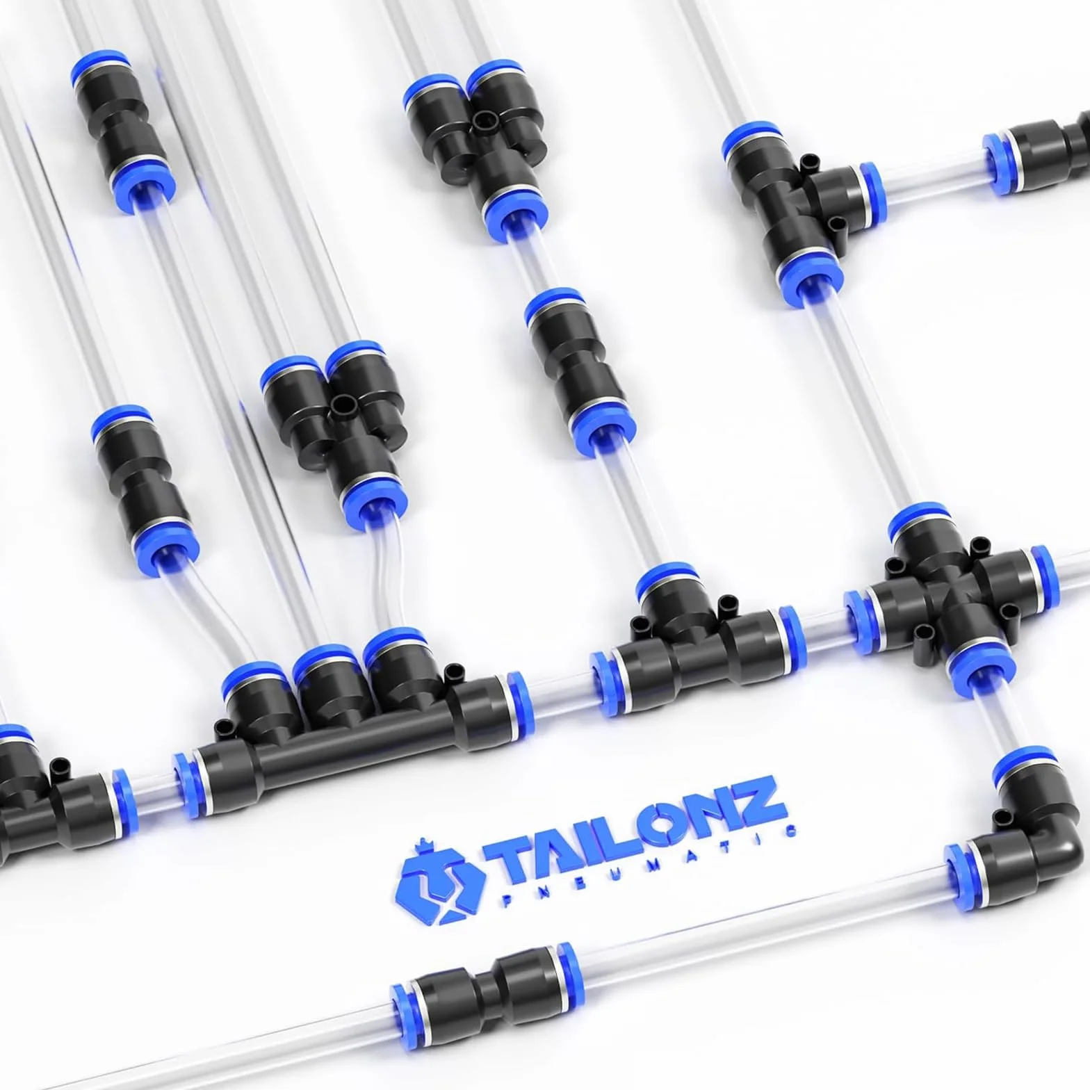 Tailonz Pneumatic Złącze szybkie wciskane PU-12 12mm 2-drożne niebieskie opakowanie 2