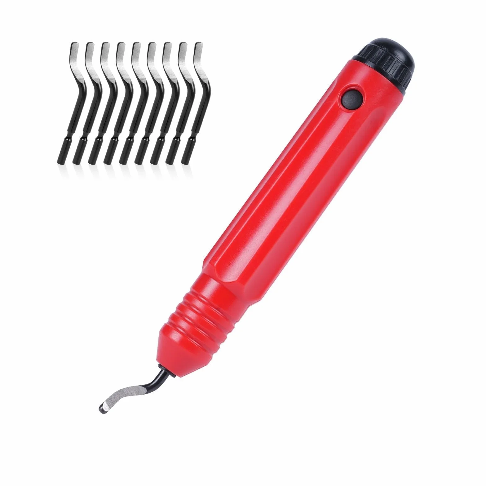 flintronic Uniwersalne narzędzie do usuwania zadziorów, z 10 zapasowymi ostrzami, obracane o 360°, narzędzie tnące do drukarki 3D, tworzywo sztuczne, aluminium i stal nierdzewna (1 narzędzie + 10