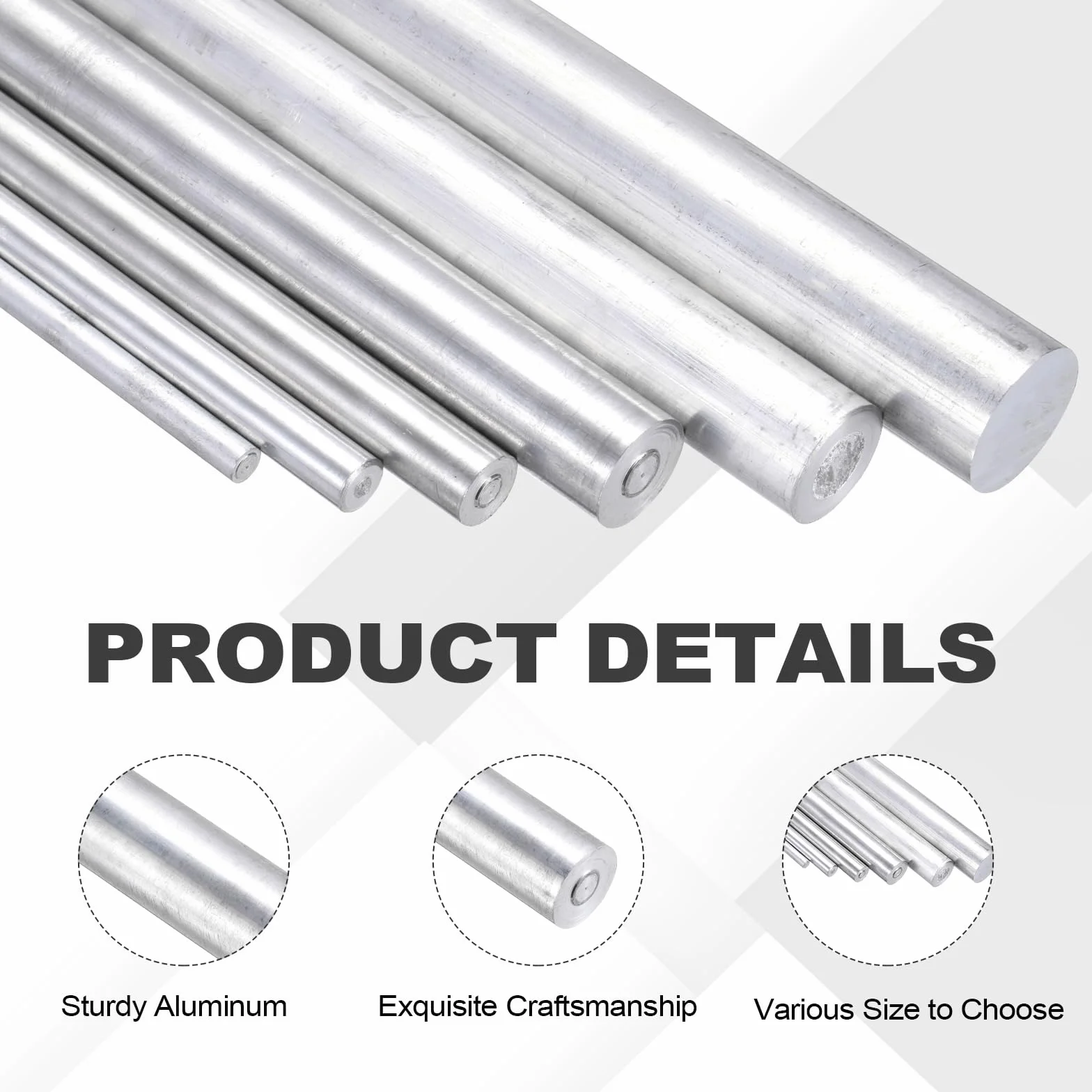 QUARKZMAN 11 sztuk aluminiowych prętów okrągłych 2 mm x 200 mm 6061 aluminiowy drążek z litego metalu tokarka łożysko do samodzielnego rzemiosła, modelu samochodu (kolor srebrny)