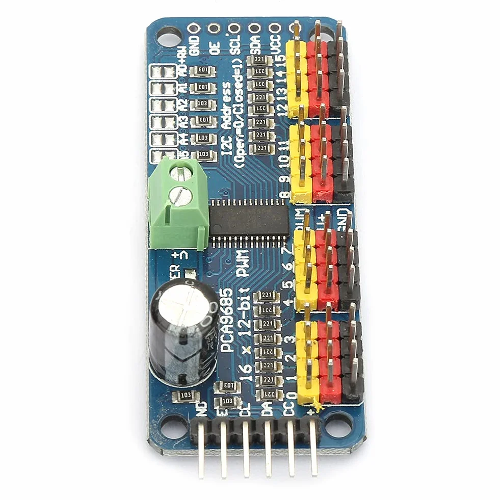 Qqmora PCA9685 16 Kanałów 12-bitowy Sterownik Silnika Serwo PWM Sterowanie Modułem I2C dla Robota Niebieskiego, Sterownik Silnika dla Robota Niebieskiego