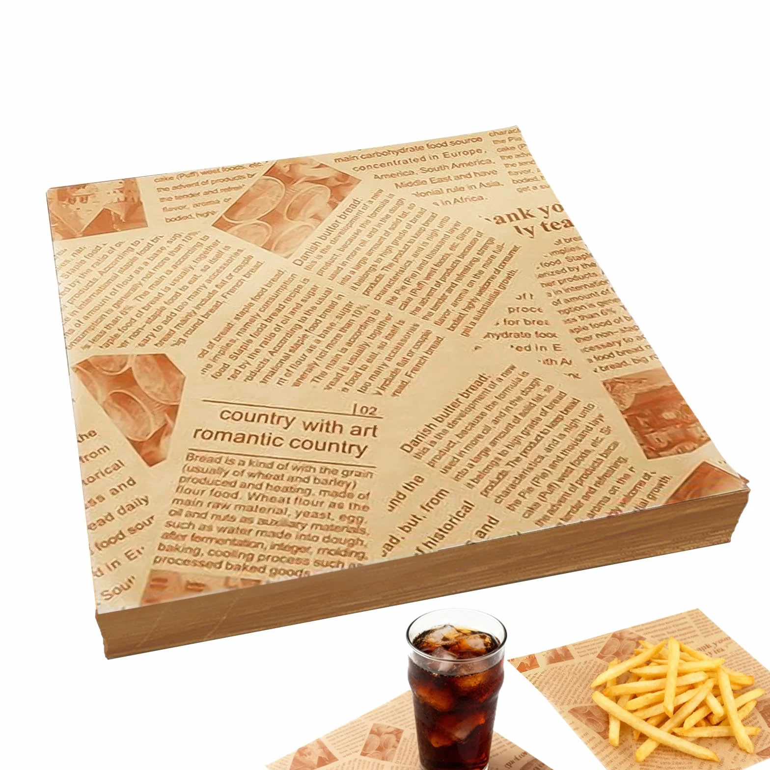 100 sztuk nietłustego papieru spożywczego, 25 x 25 cm papier do frytek, wodoodporny papier do pakowania hamburgerów, do hamburgerów, chleba, frytek, kanapek