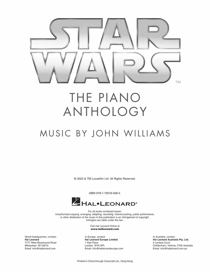 Star Wars: The Piano Anthology - John Williams Deluxe Hardcover Edition
