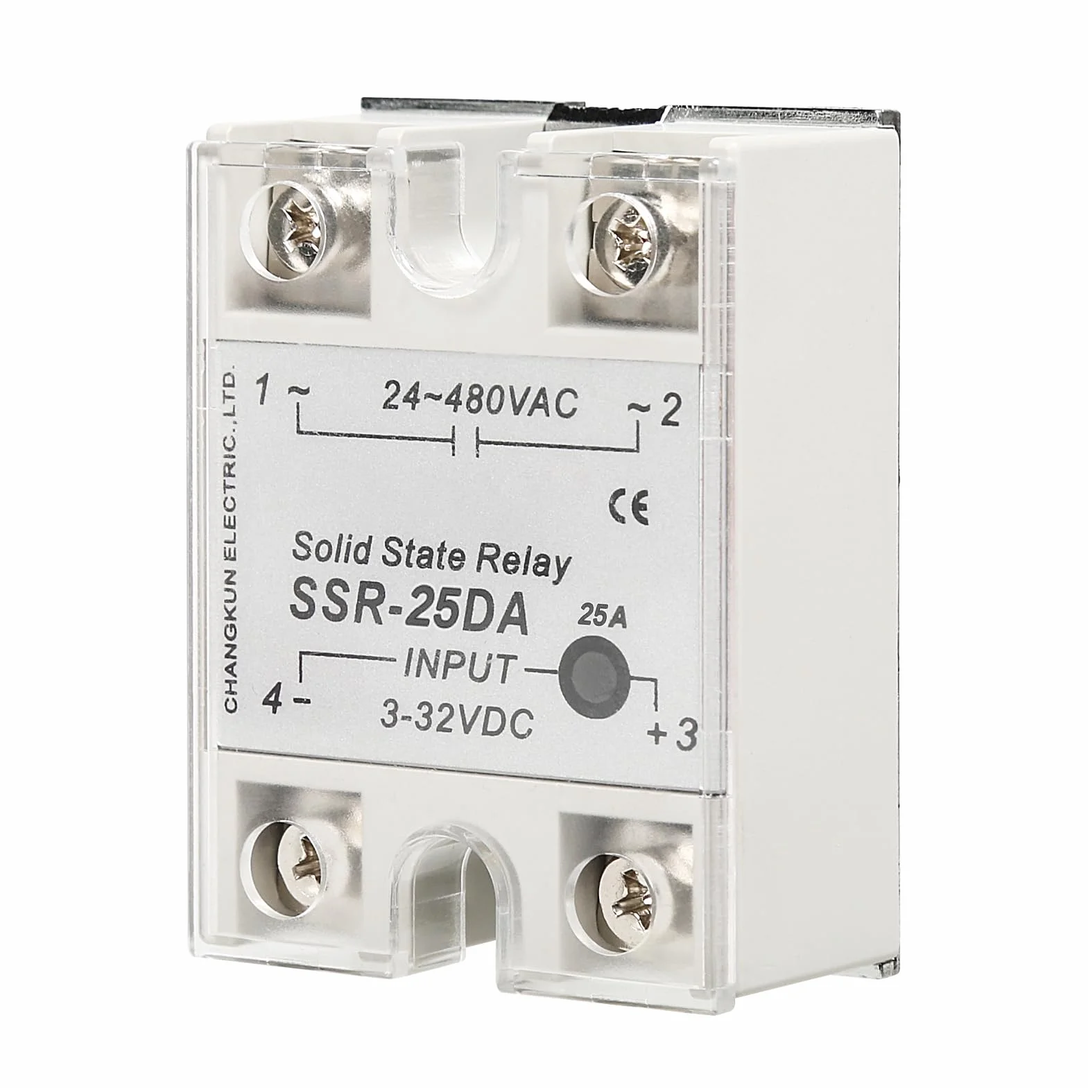 Jadeshay Przekaźnik półprzewodnikowy, jednofazowy moduł przekaźnika półprzewodnikowego SSR-25DA DC do AC 3-32 V DC Wejście 24-480 V AC (rozmiar: 25A)