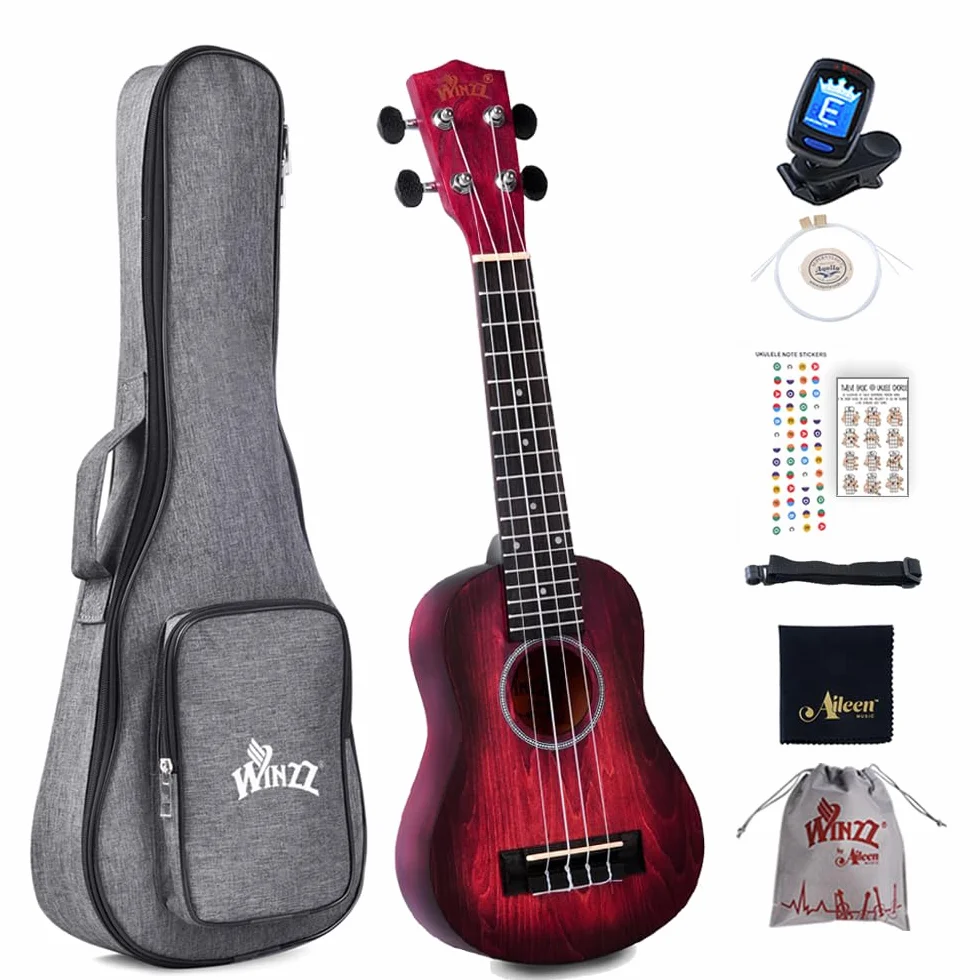 Winzz Ukulele Soprano dla dzieci zestaw startowy 21 cali 6 akcesoriów