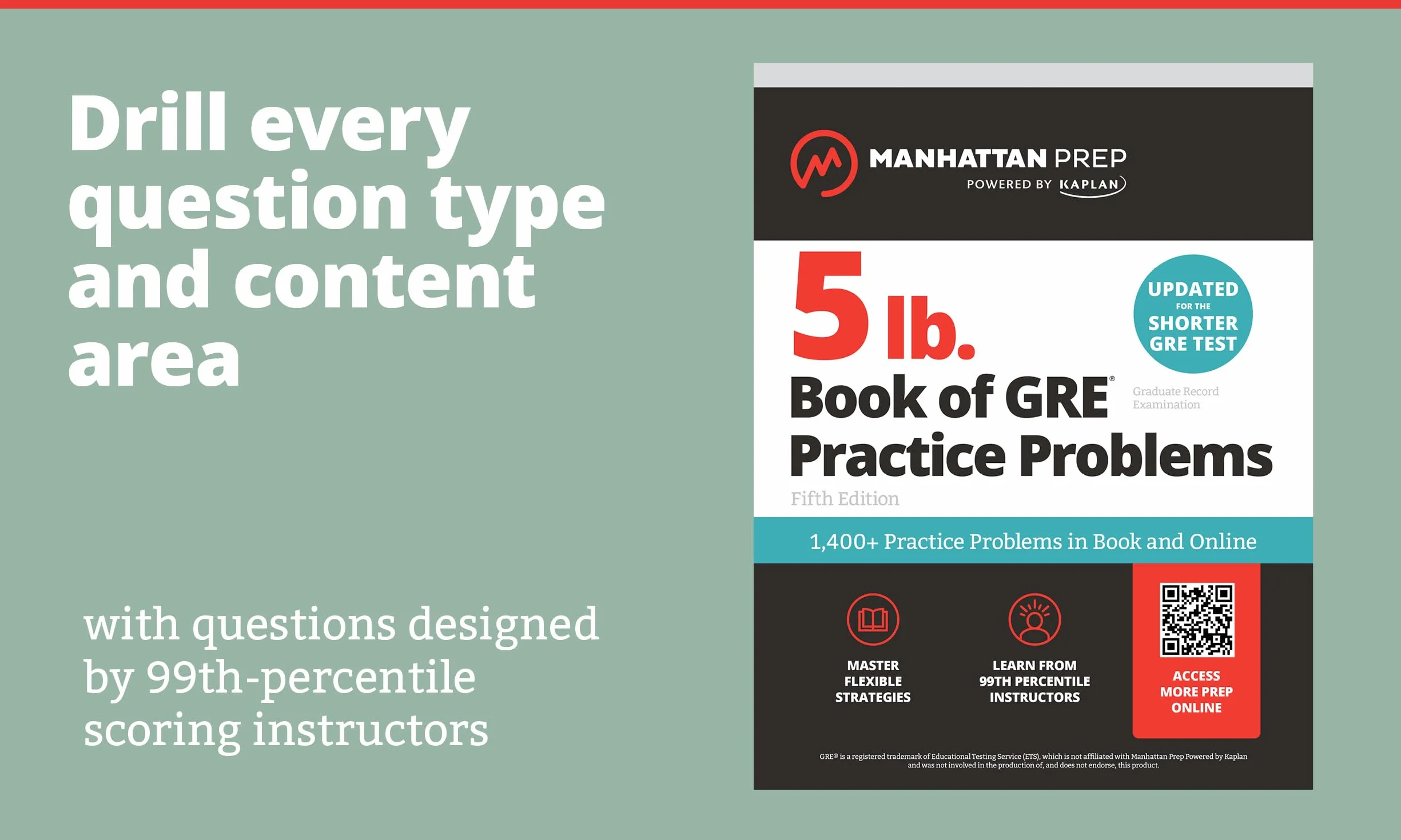 Manhattan Prep 5 lb Book of GRE Practice Problems 1400+ Online