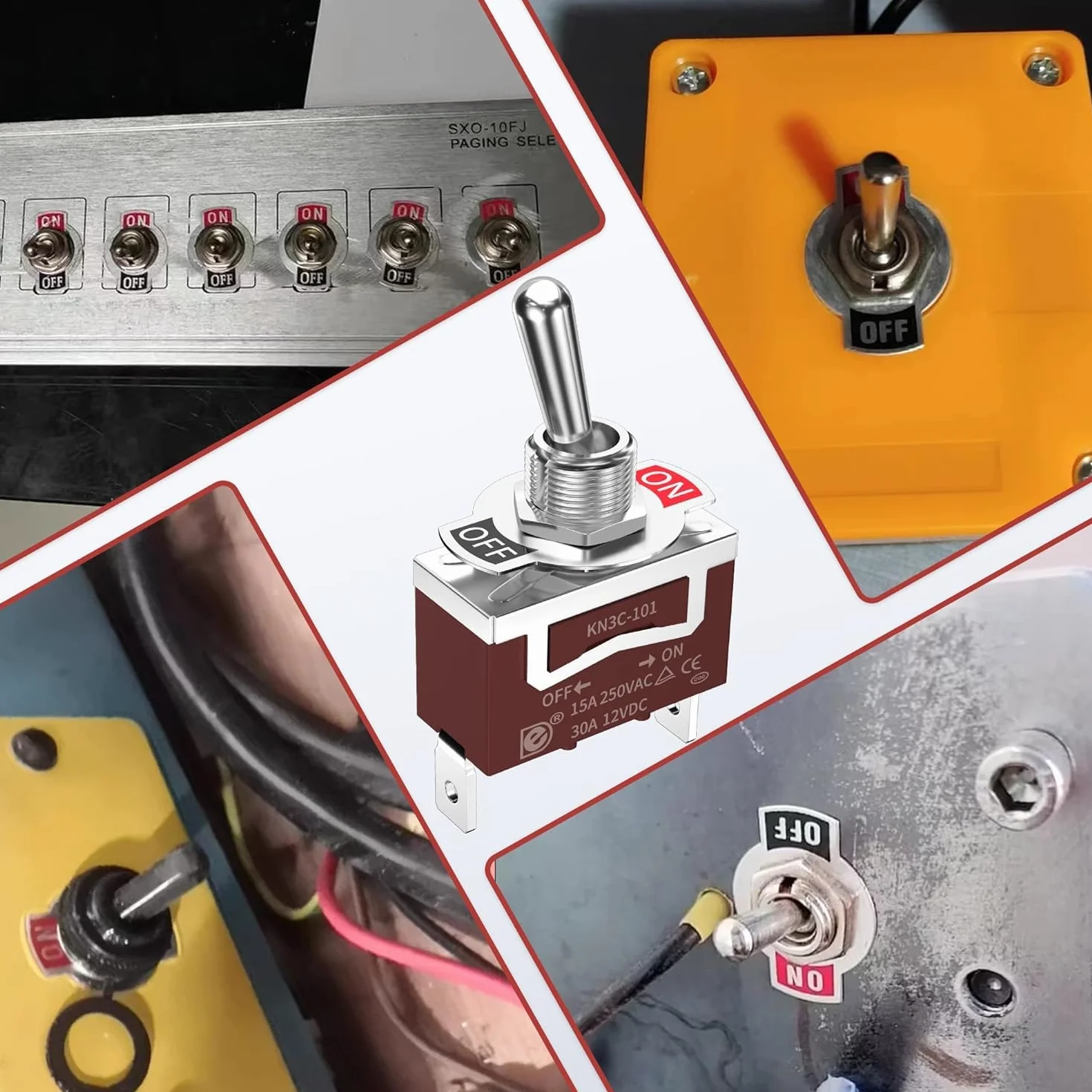 Gebildet Wodoodporny Przełącznik Zatrzaskowy 20A-12VCC/10A-24VDC 20A-125VAC/10A-250VAC DPDT 3Pin ON/OFF/ON Rocker Przełącznik Dwupozycyjny + 4szt. Czapka