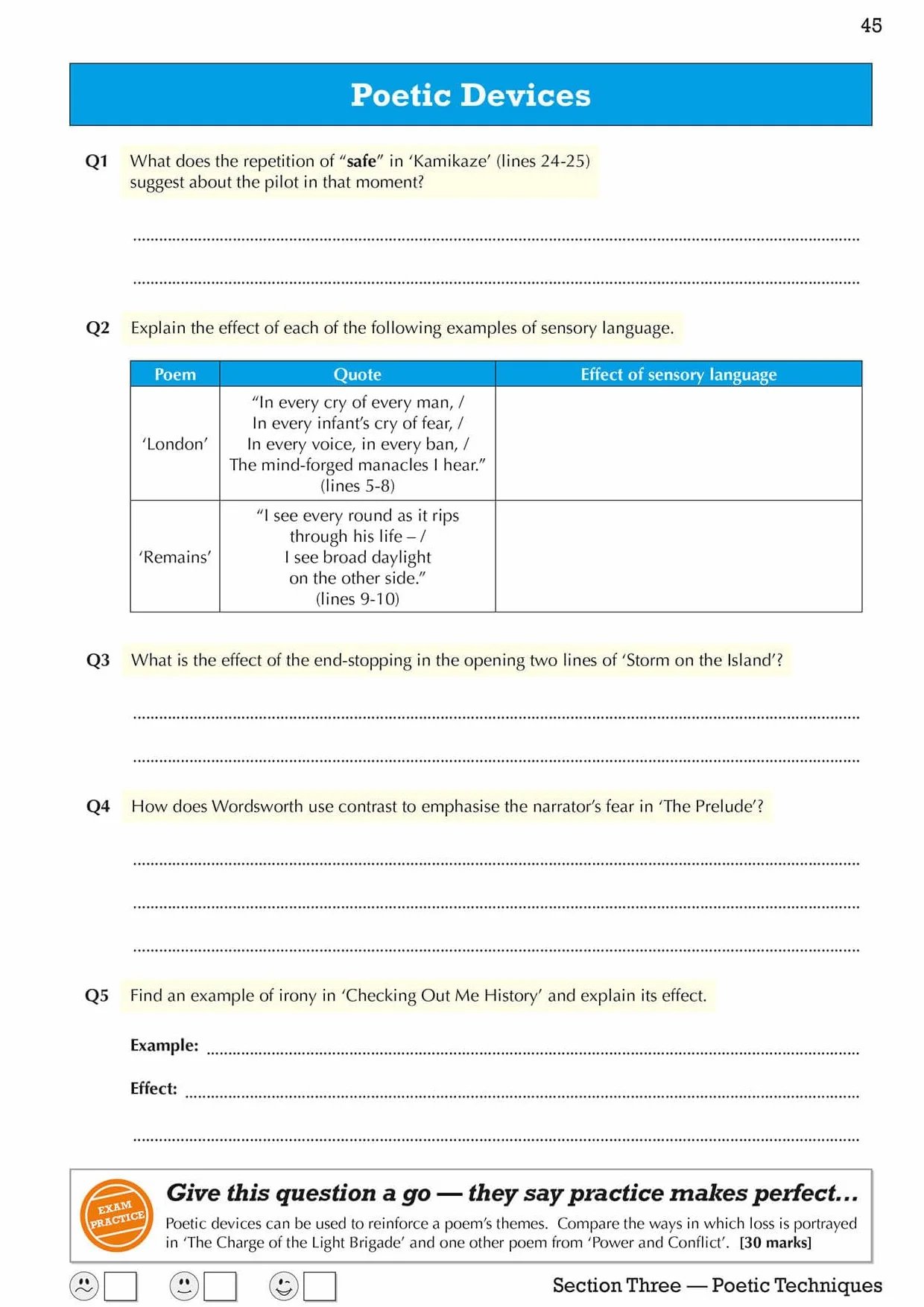 GCSE English Literature AQA Poetry Workbook: Power & Conflict Anthology (includes Answers)